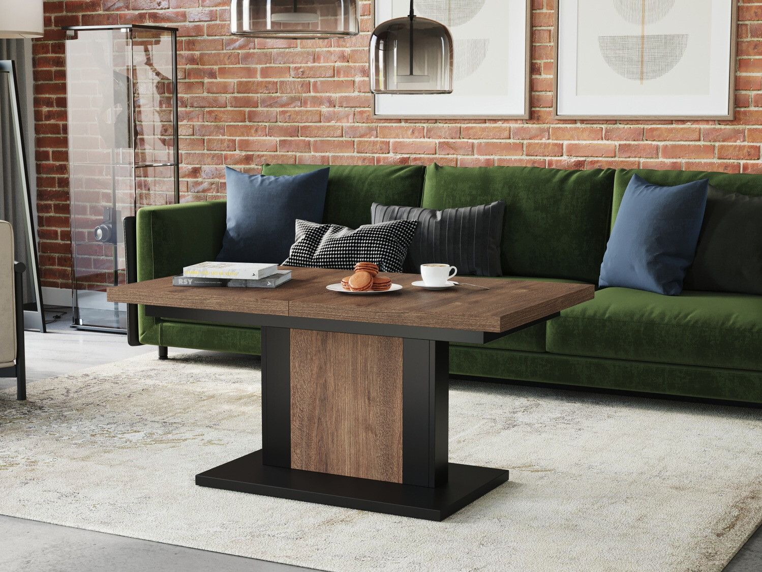 Журнальный столик - трансформер Glendale 103 (Темный дуб + Чёрный)