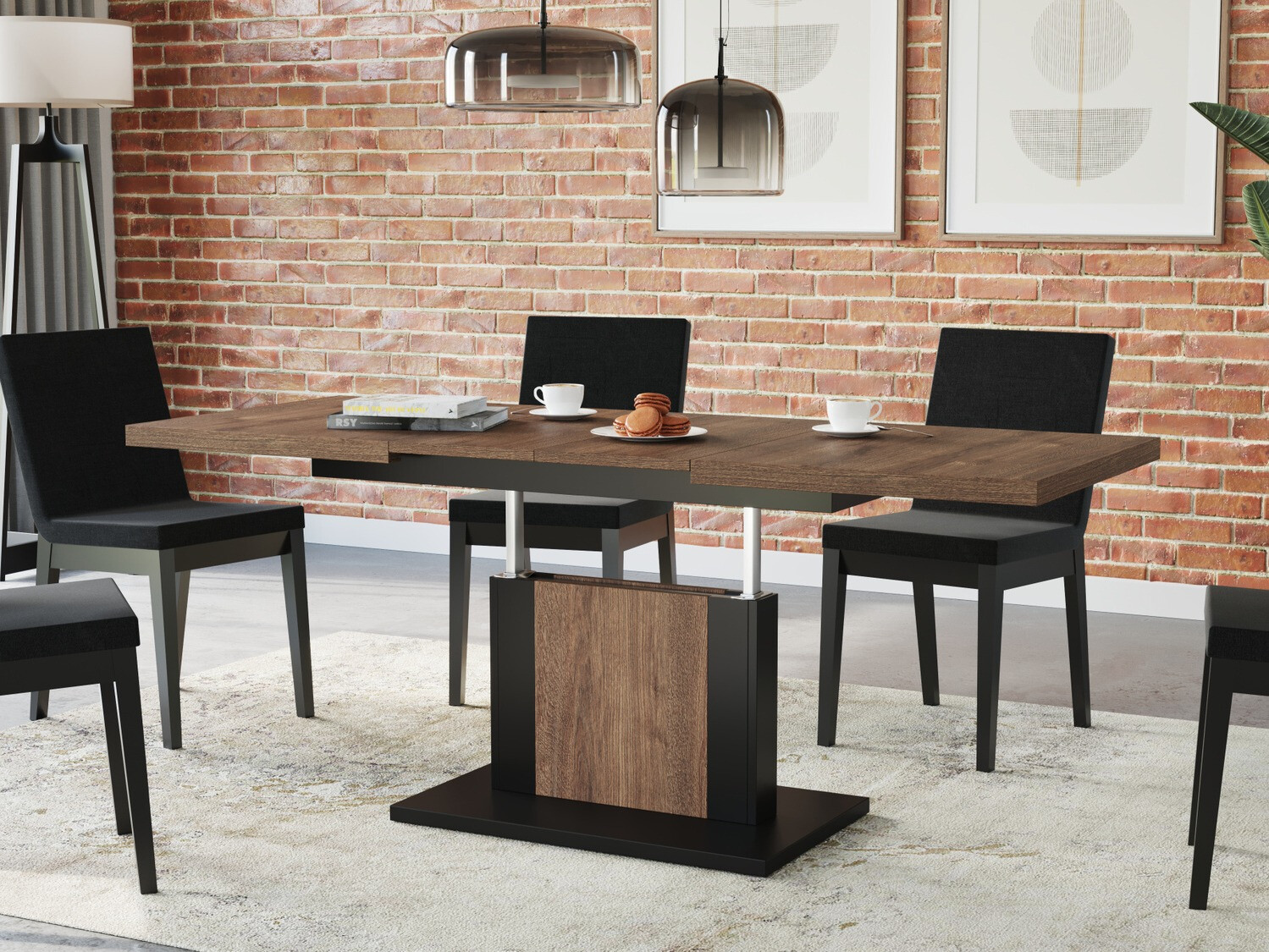 Журнальный столик - трансформер Glendale 103 (Темный дуб + Чёрный)