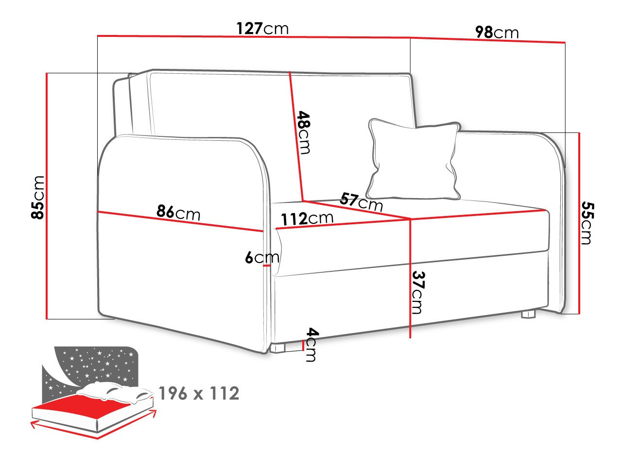 Диван-кровать Columbus 124 (Mono 244)