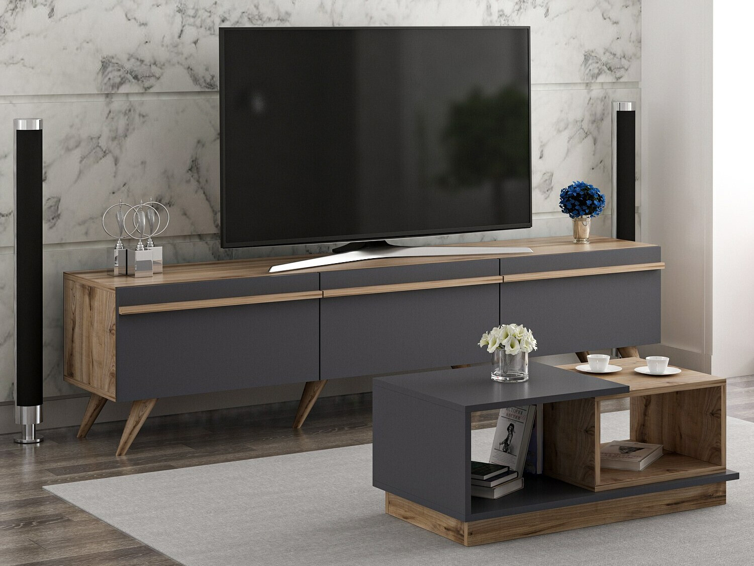 Набор для гостиной Kailua 1705 (Антрацит + Дуб)