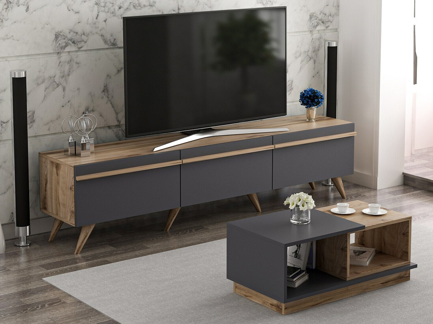 Набор для гостиной Kailua 1705 (Антрацит + Дуб)