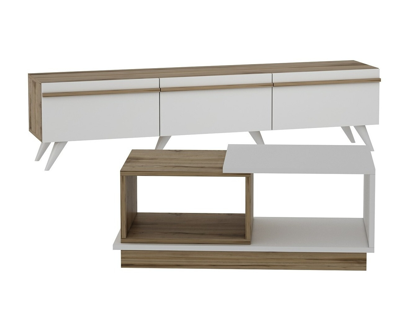 Viesistabas komplekts Kailua 1705 (Balts + Ozols)