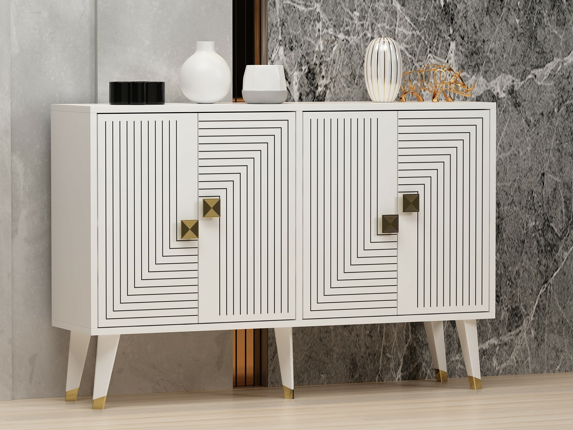 Skapis Dunliru 105 (Balts + Zelta)