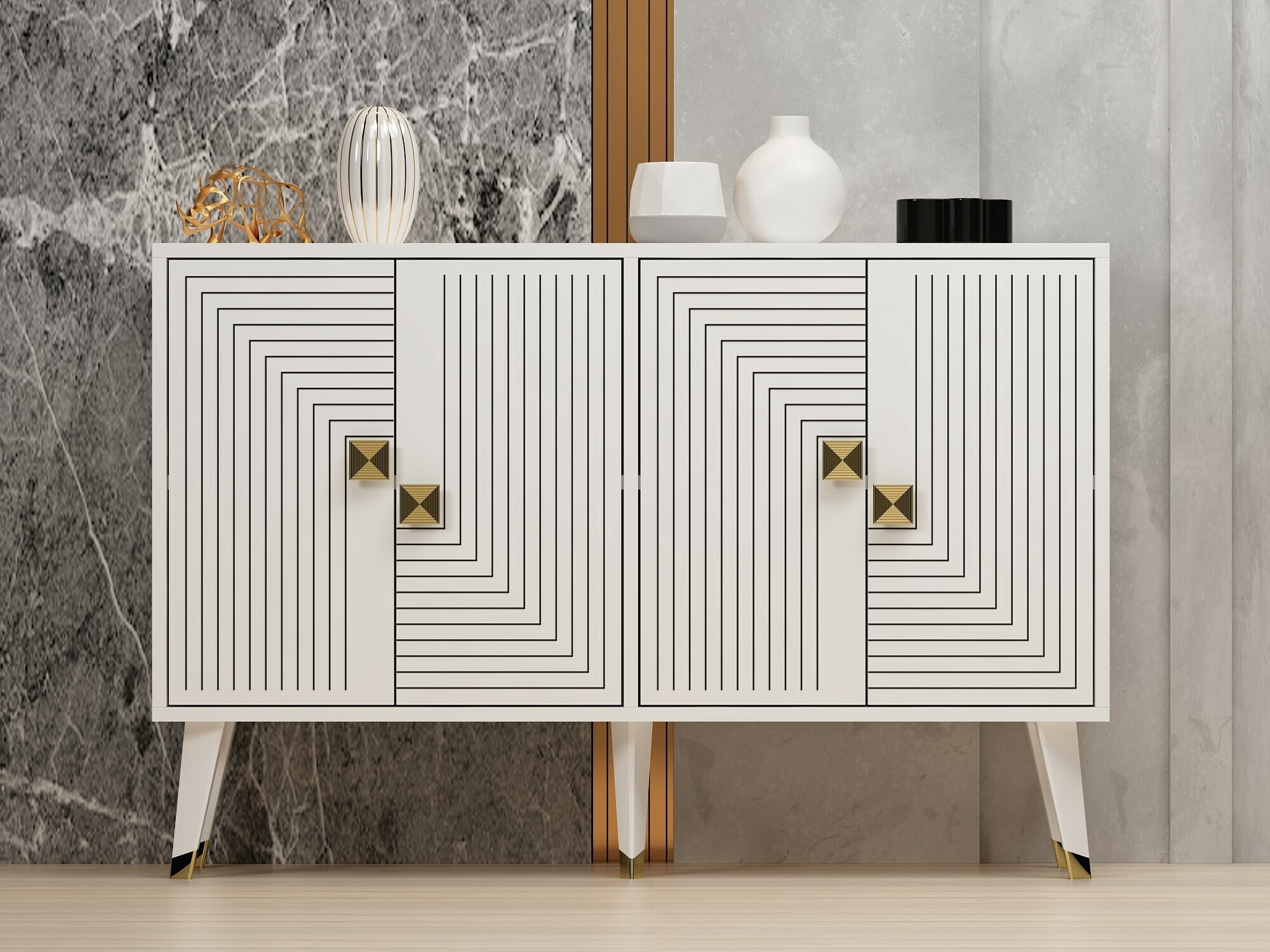 Skapis Dunliru 105 (Balts + Zelta)