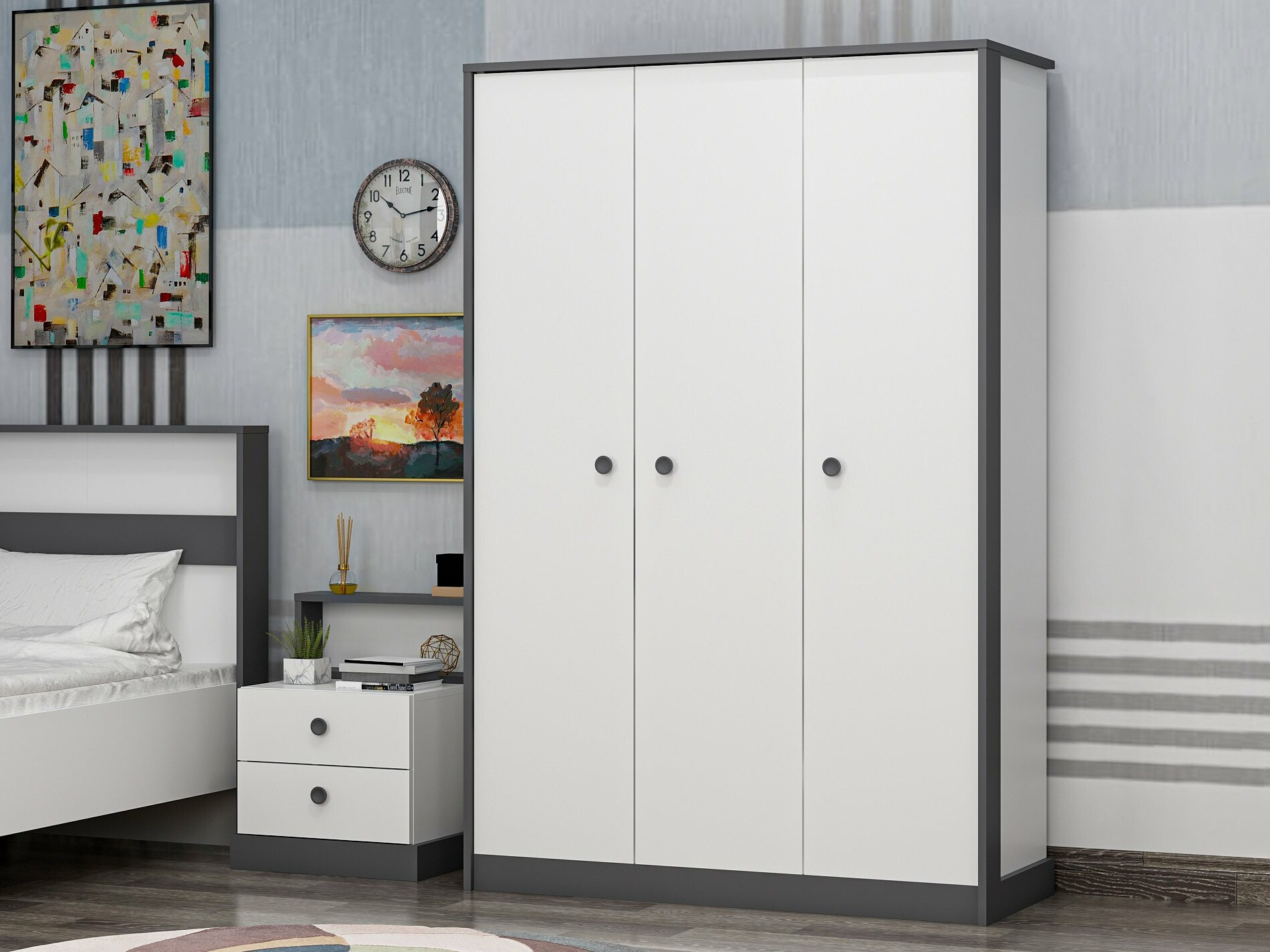 Skapis Marelbe 101 (Balts + Antracīts)