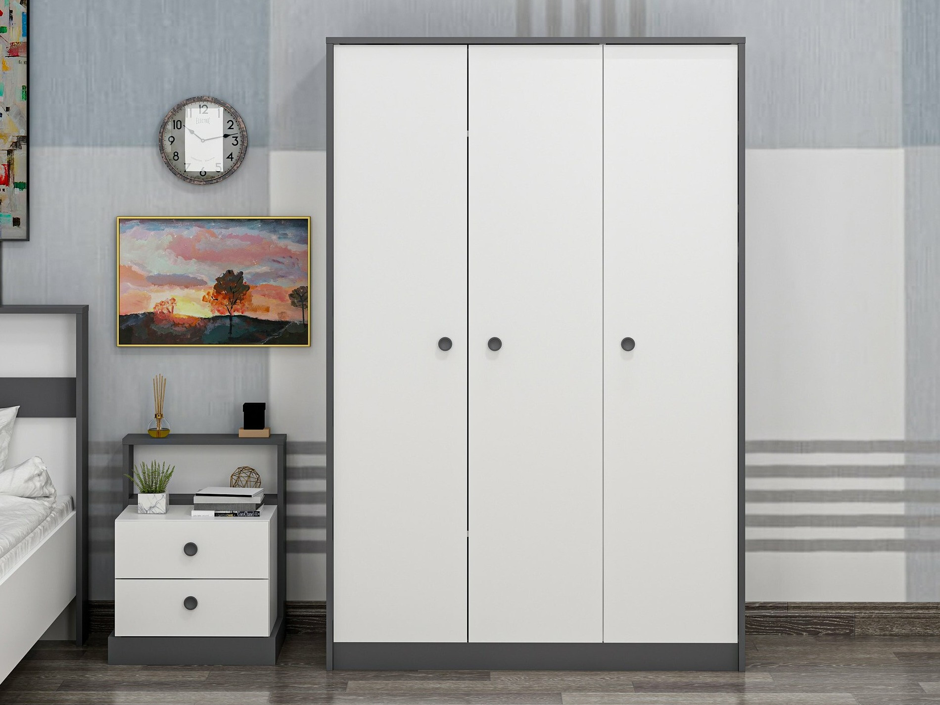 Skapis Marelbe 101 (Balts + Antracīts)