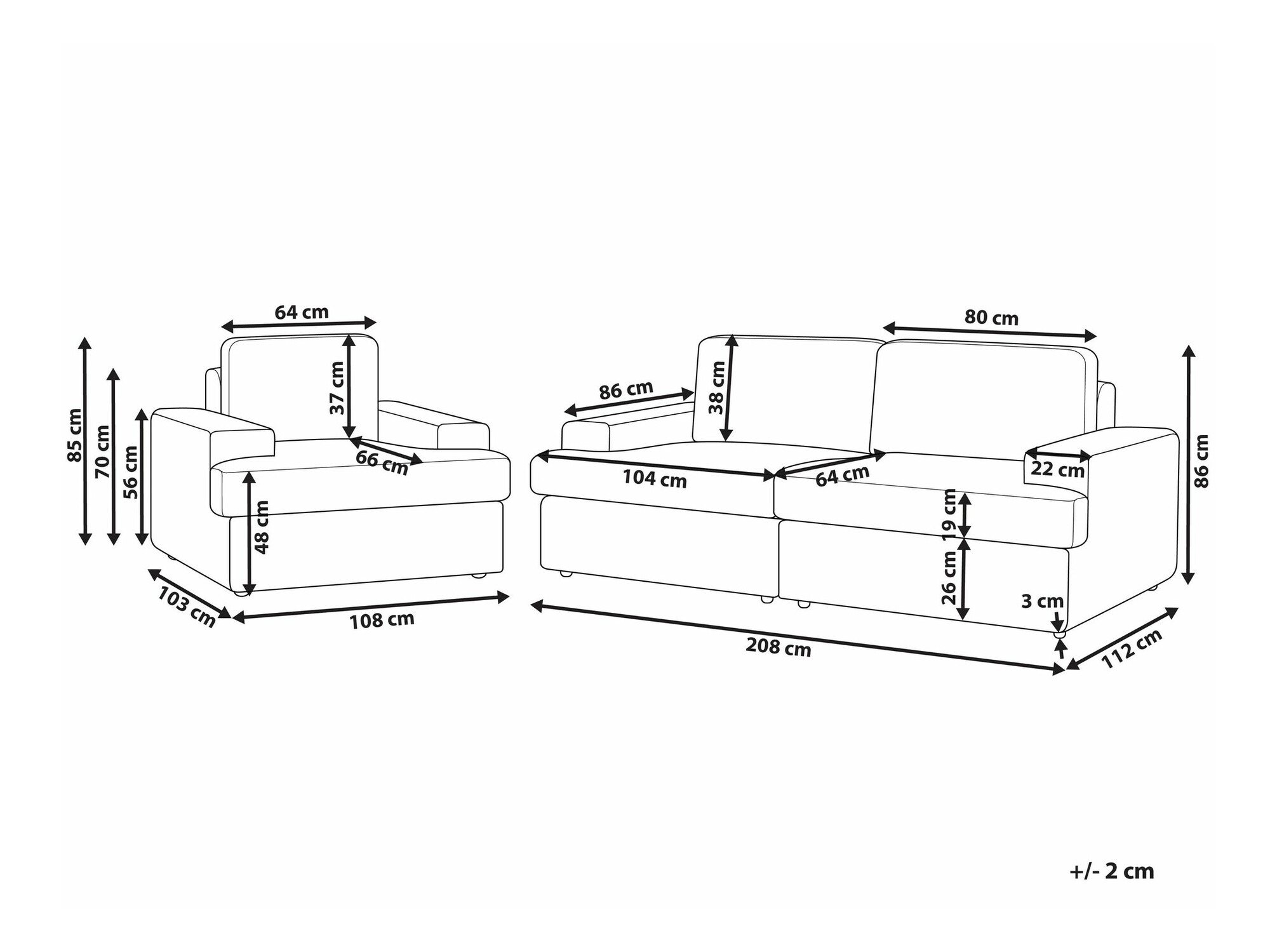 Mīksto mēbeļu komplekts Berwyn 1692 (Bēšs)