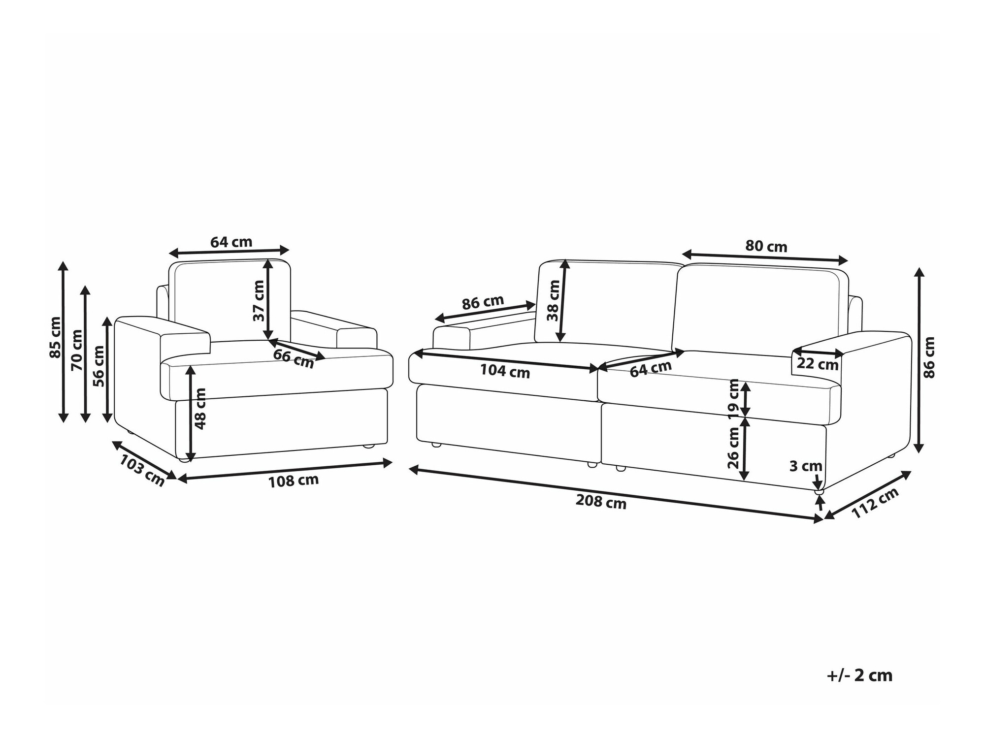 Mīksto mēbeļu komplekts Berwyn 1692 (Gaiši pelēks)