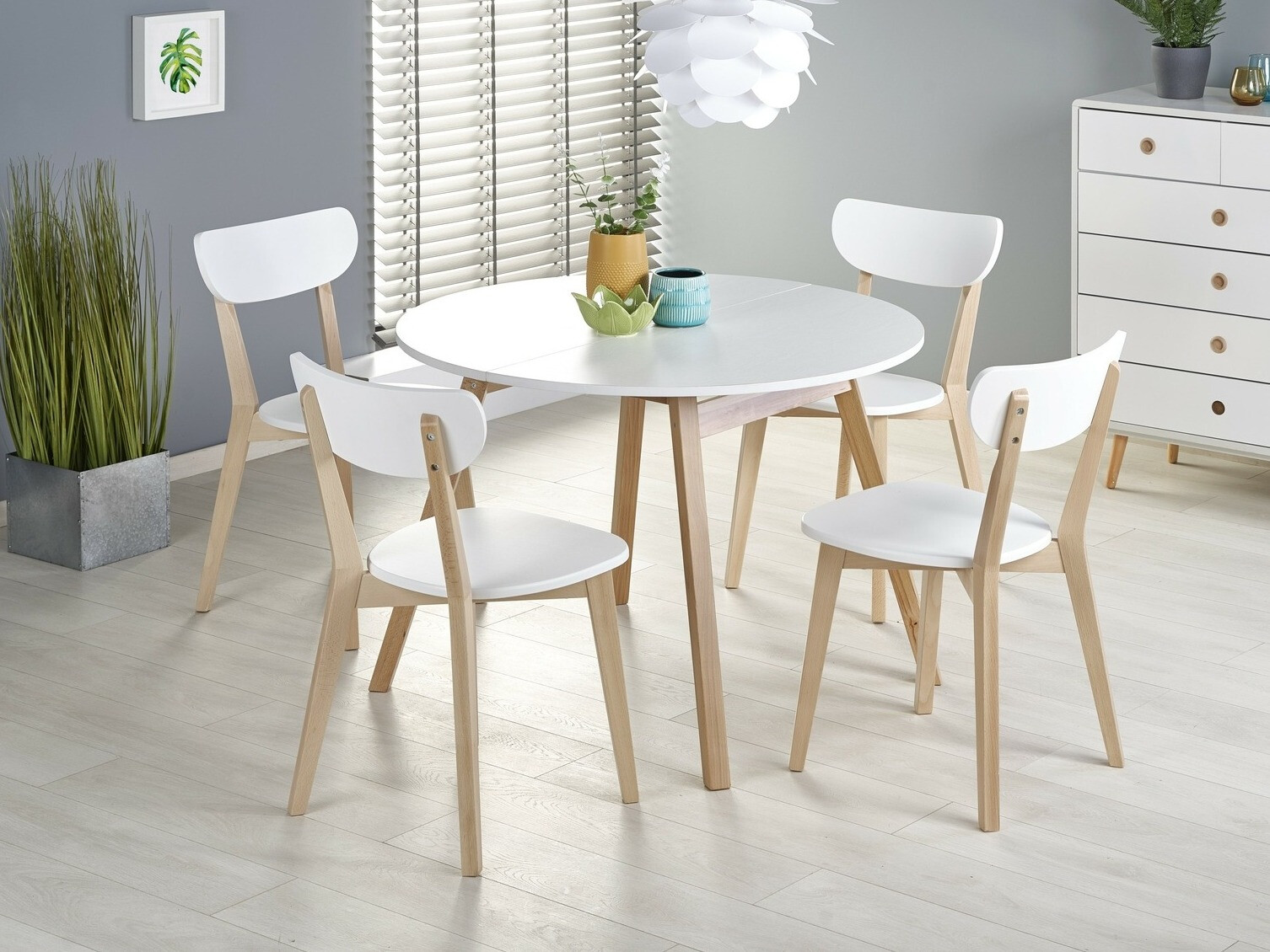 Galds Houston 981 (Glancēts balts + Ozols)