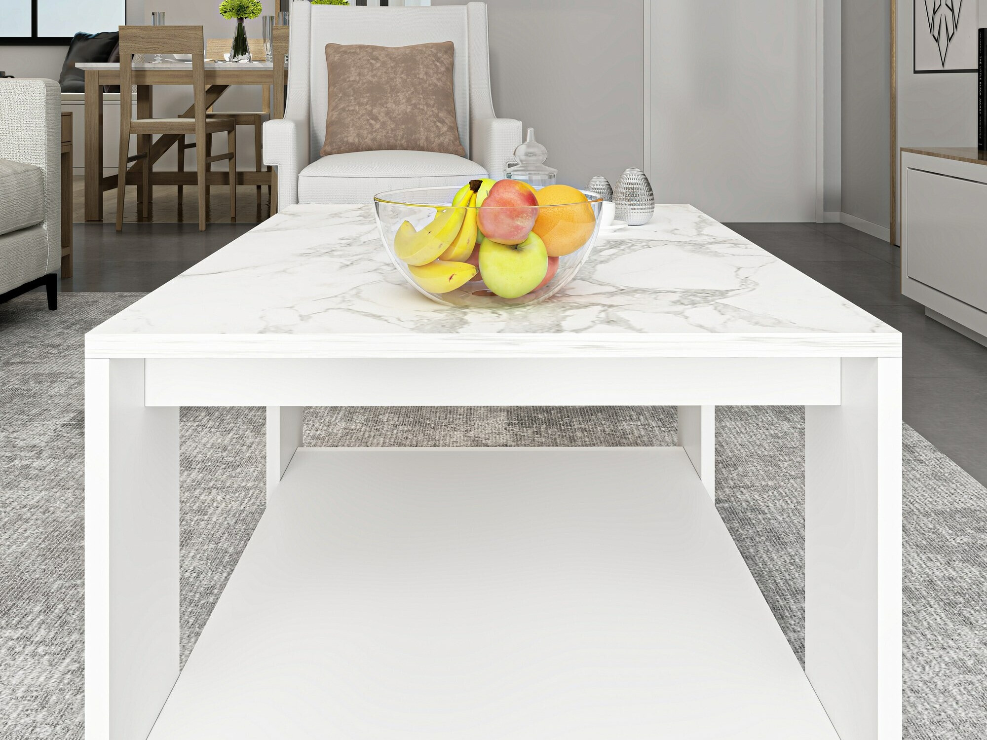 Журнальный столик Kailua 1815 (Белый + Белый мрамор)