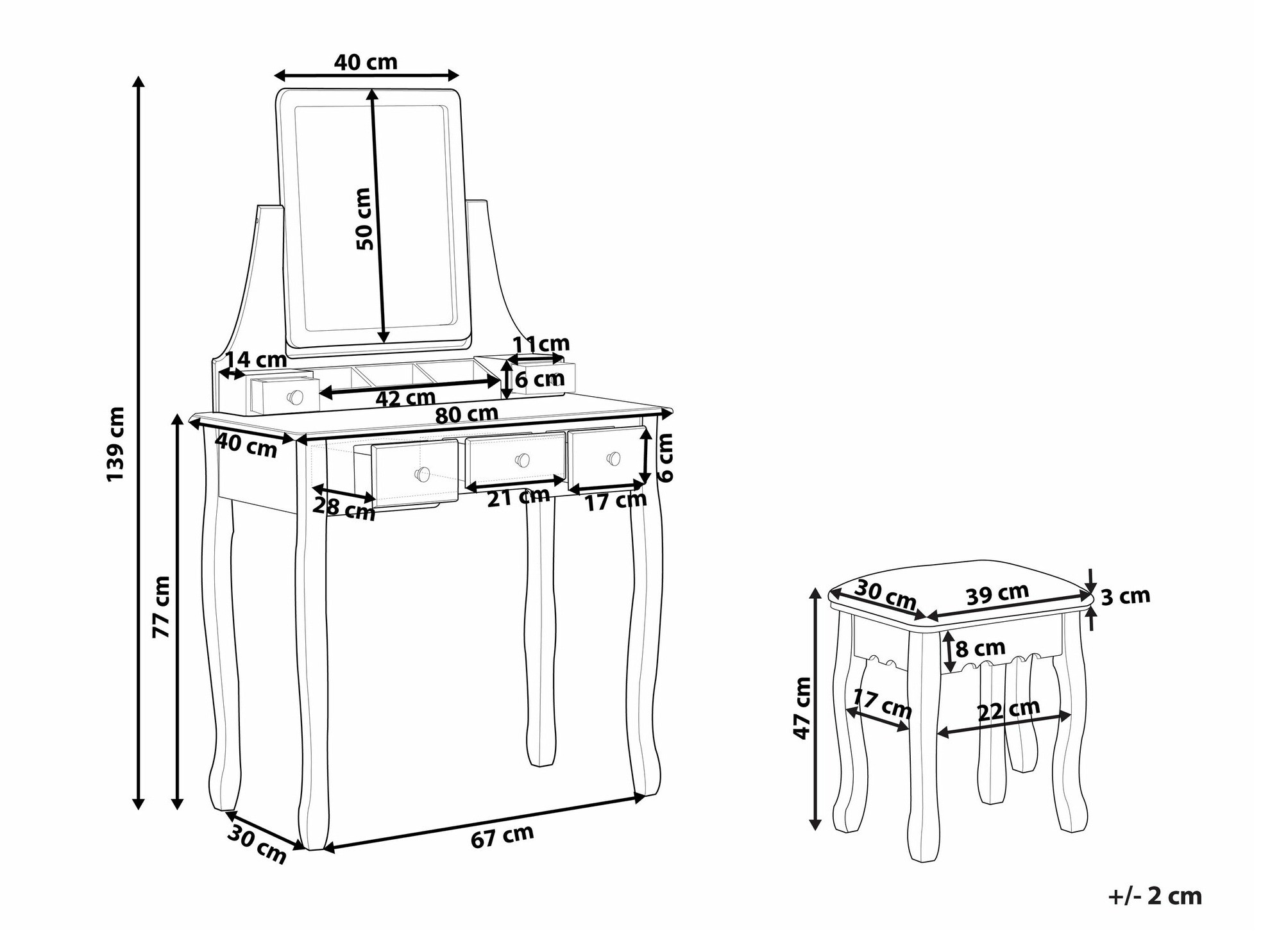 Макияжный столик Berwyn 1702