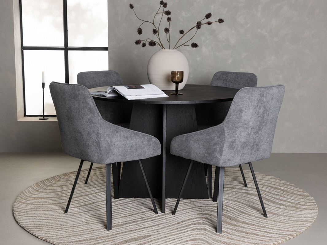 Обеденный гарнитур Dallas 4325 (Тёмно-серый + Чёрный)