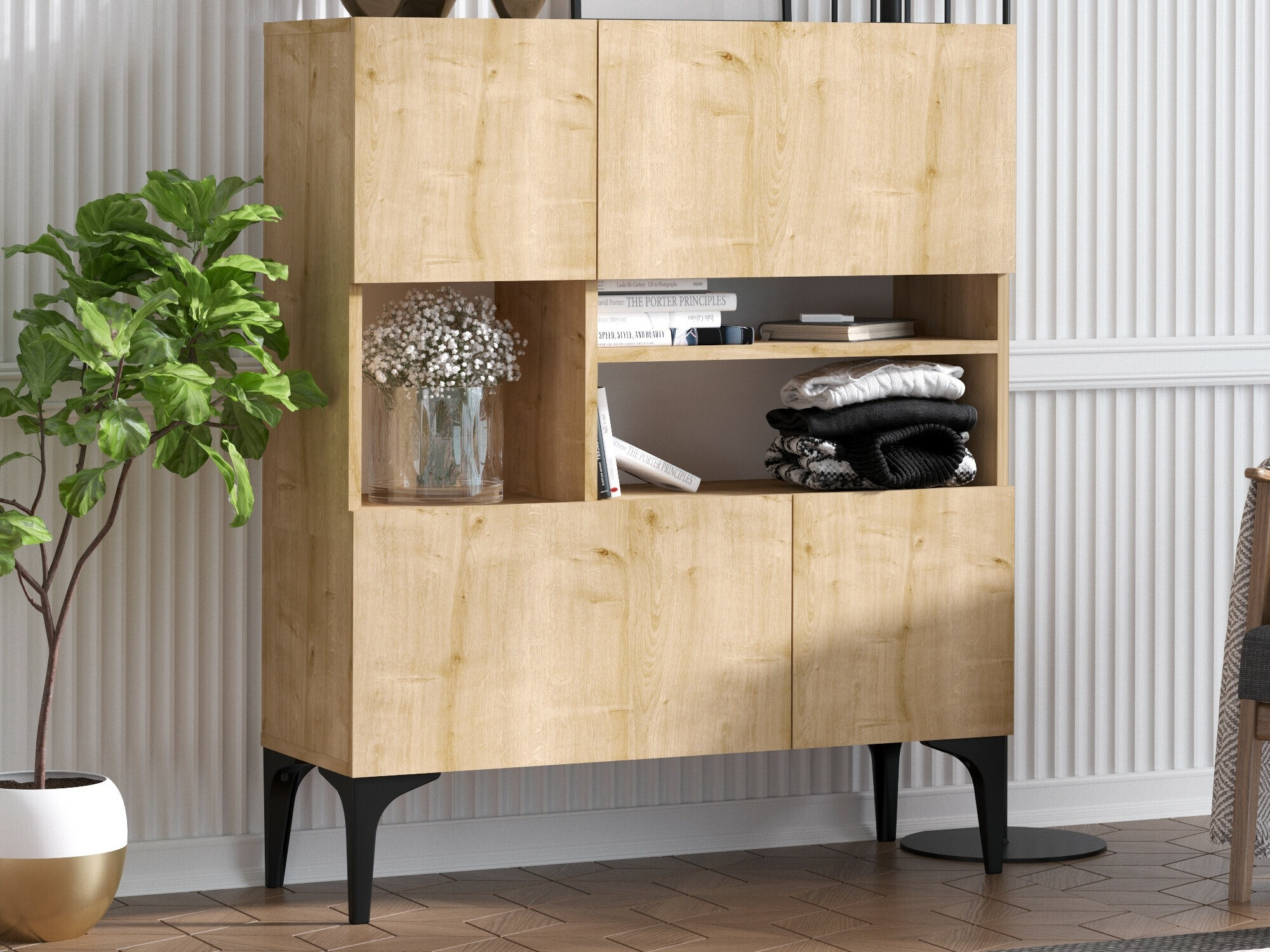 Шкафчик Vestesu 139 (Чёрный + Дуб)