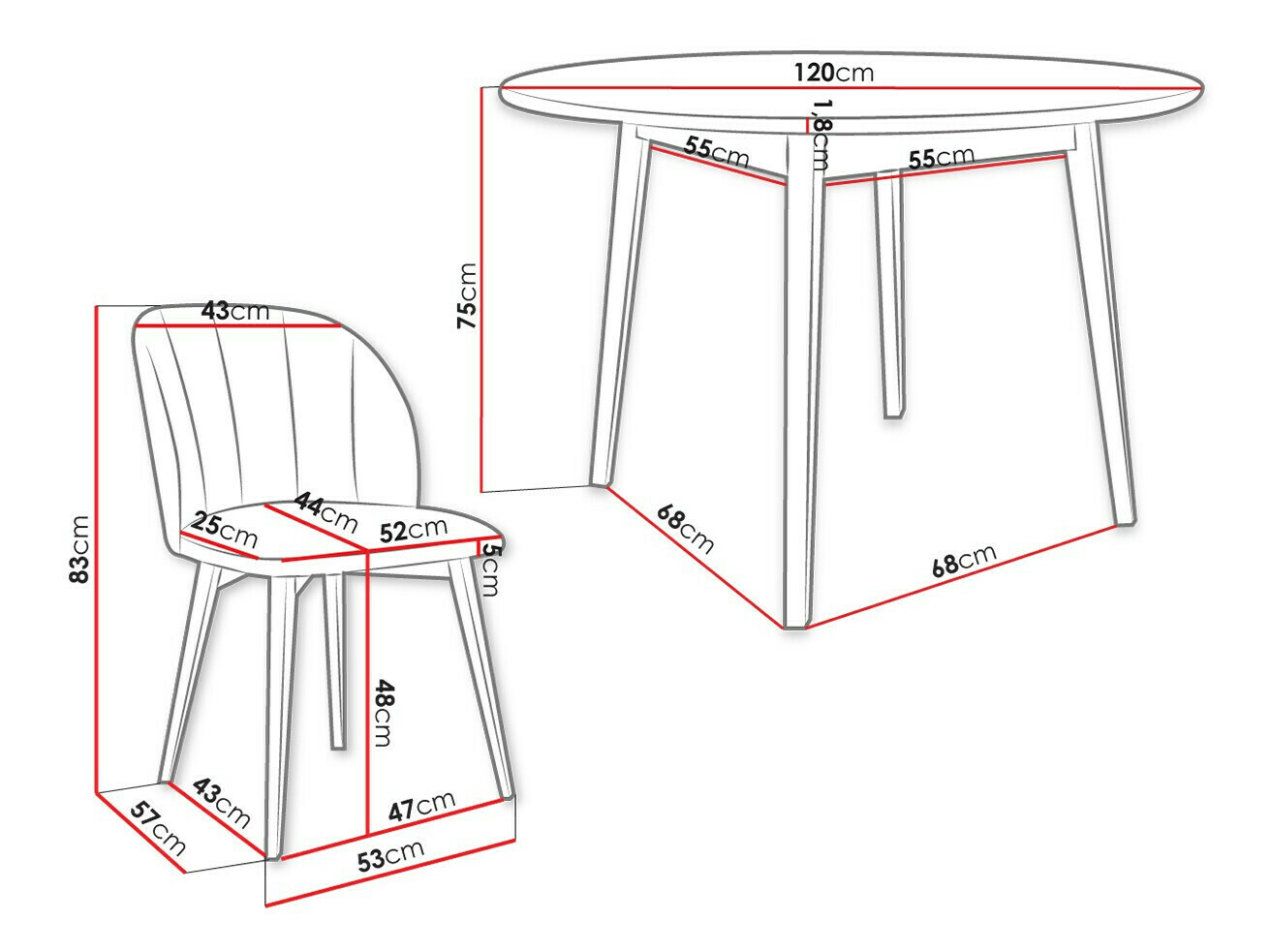 Ēdamistabas komplekts Racine 136 (Melns)
