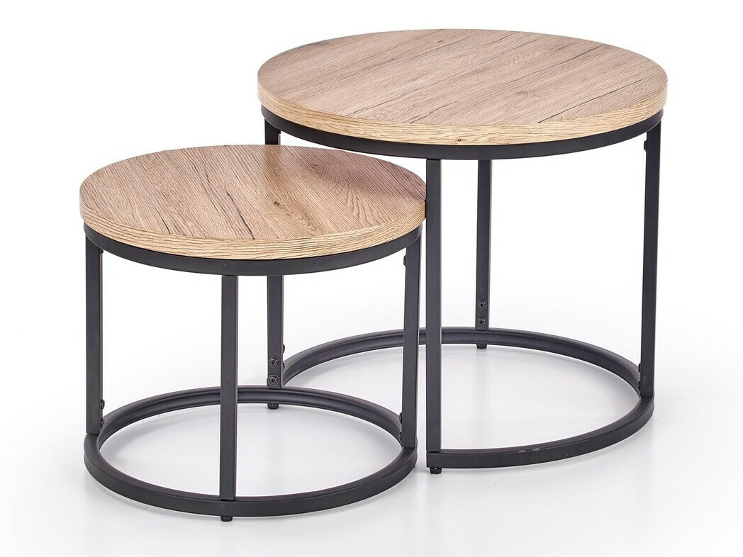 Žurnālu galdiņu komplekts Houston 951 (Sanremo ozols + Melns)