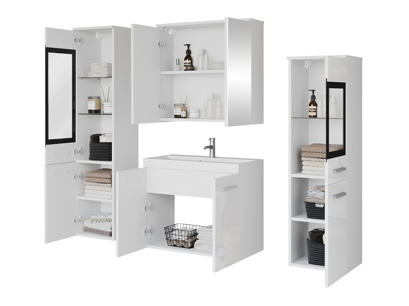 Vannas komplekts Sarasota 140 (Glancēts pelēks + Balts)