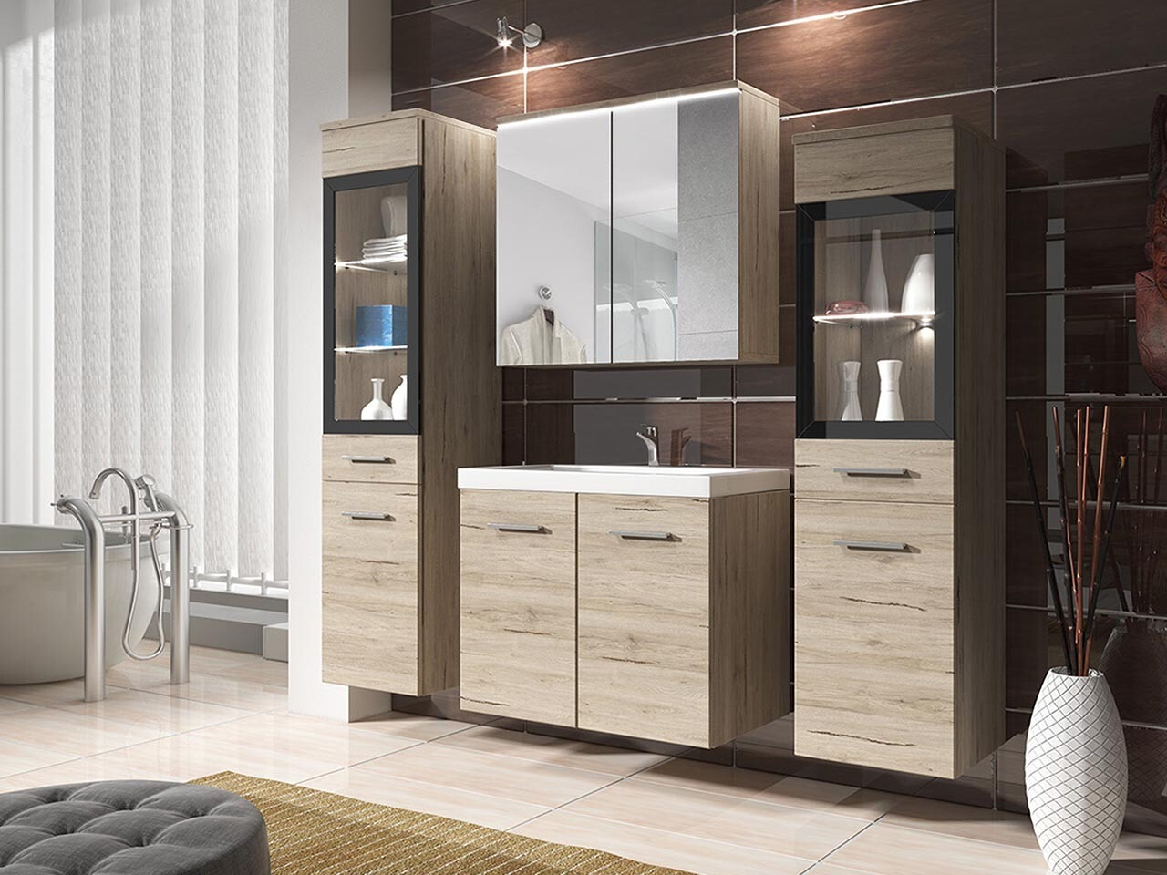 Набор для ванной комнаты Sarasota 140 (Сан Ремо дуб)