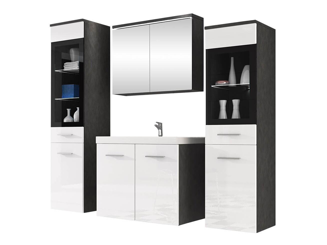 Vannas komplekts Sarasota 140 (Glancēts balts + Matera pelēks)