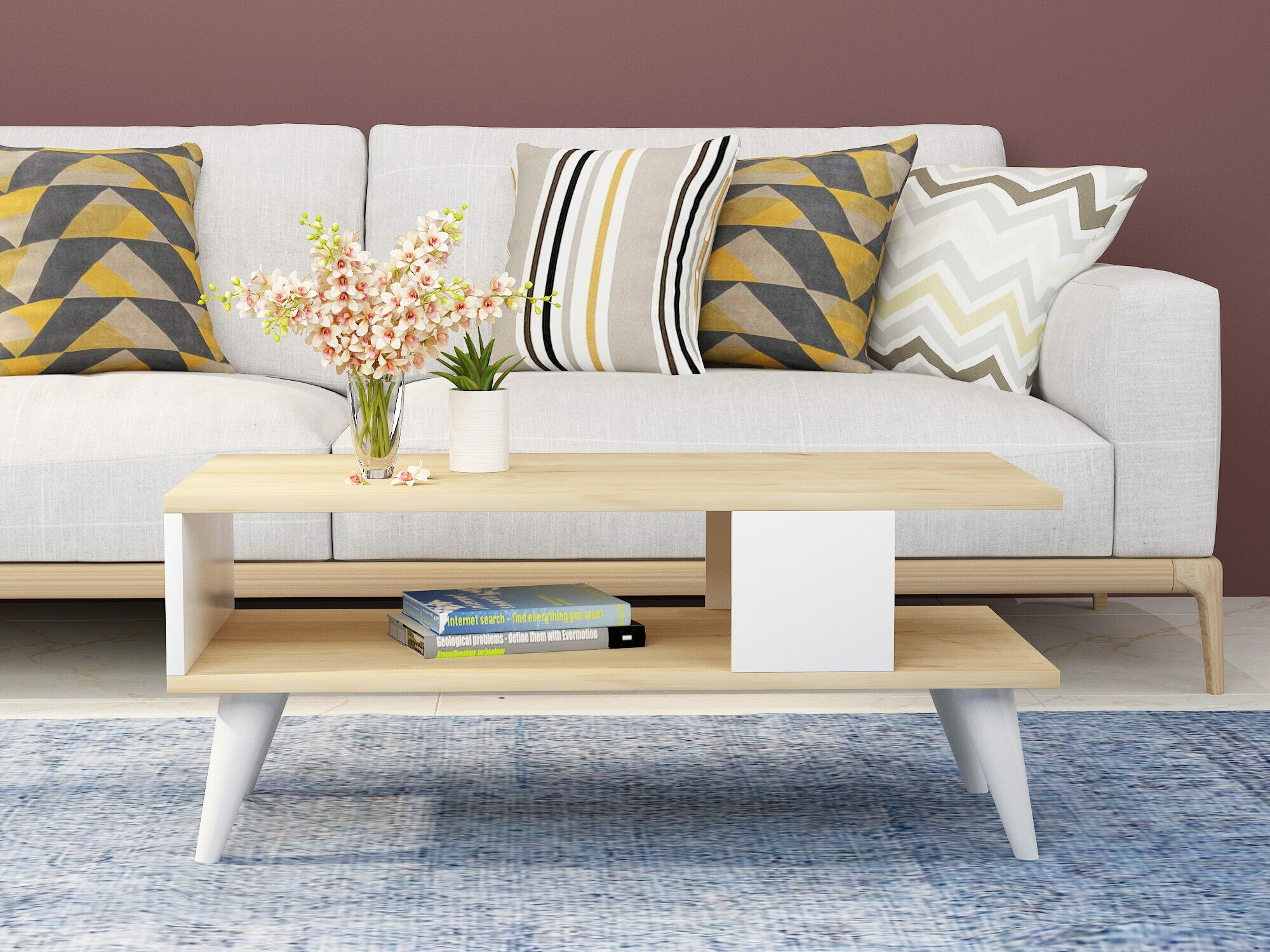 Журнальный столик Kailua 1866 (Белый + Дуб)