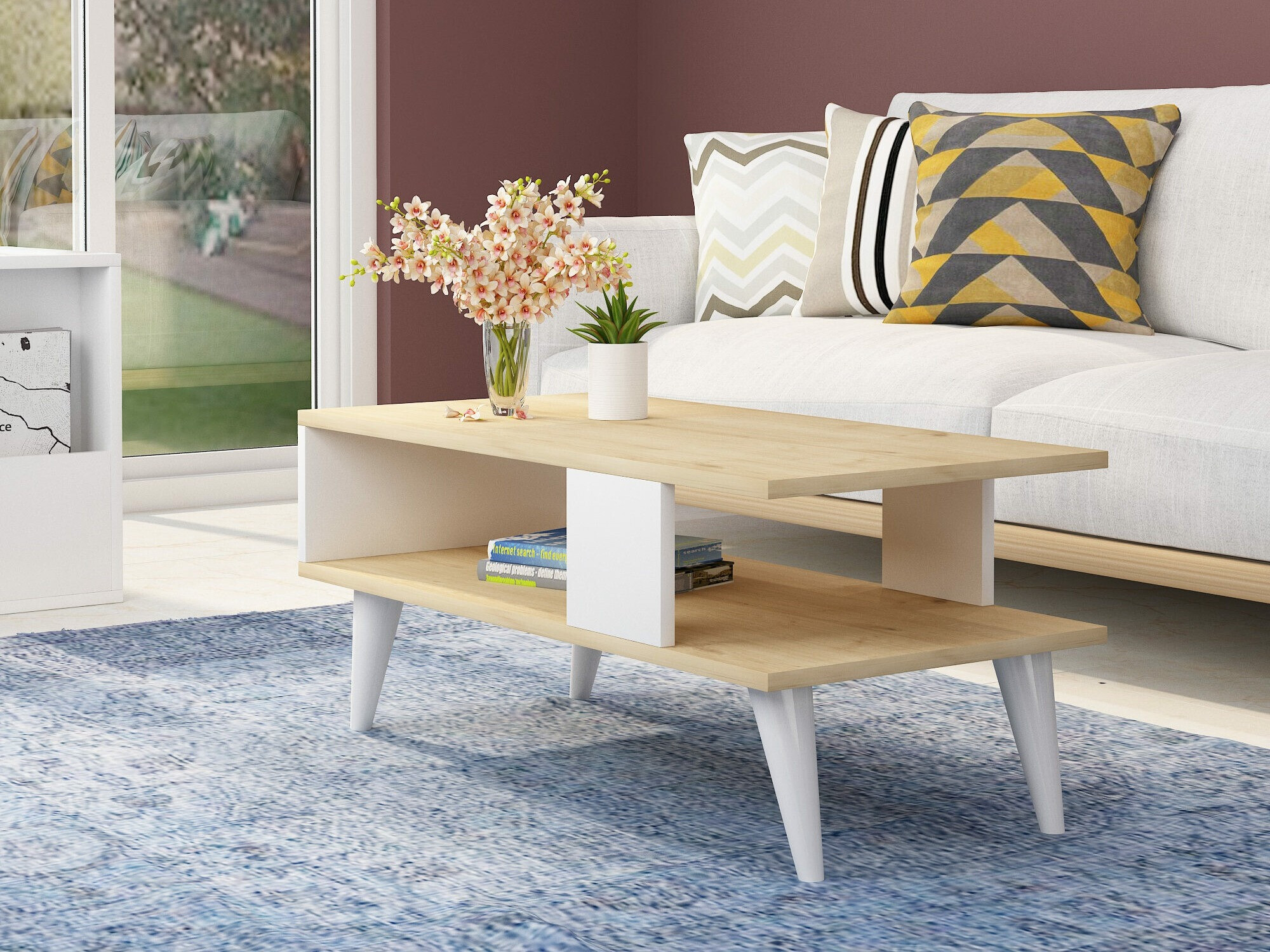 Žurnālu galdiņš Kailua 1866 (Balts + Ozols)