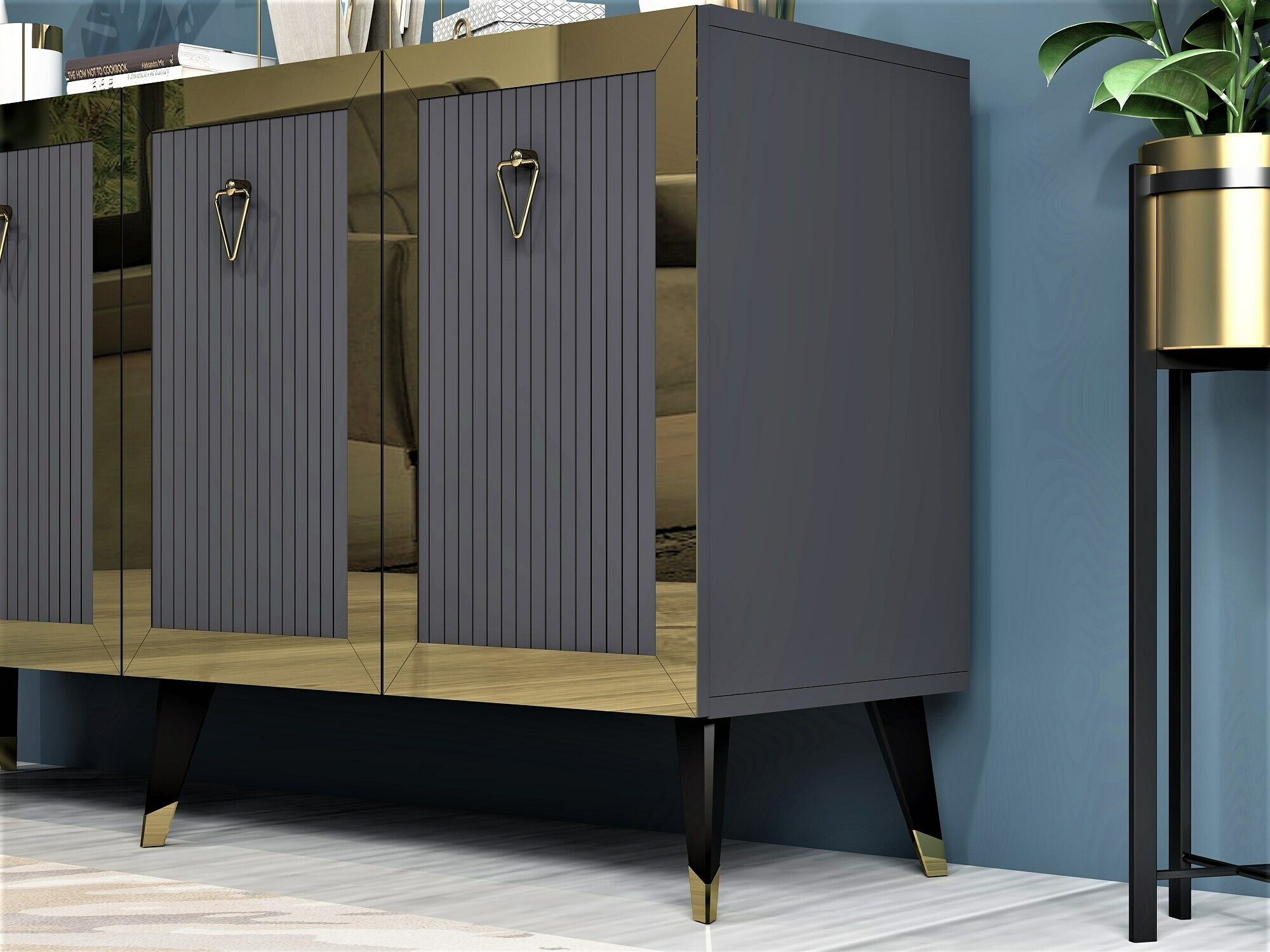 Шкафчик Kailua 1868 (Anhtracite + Золотой)