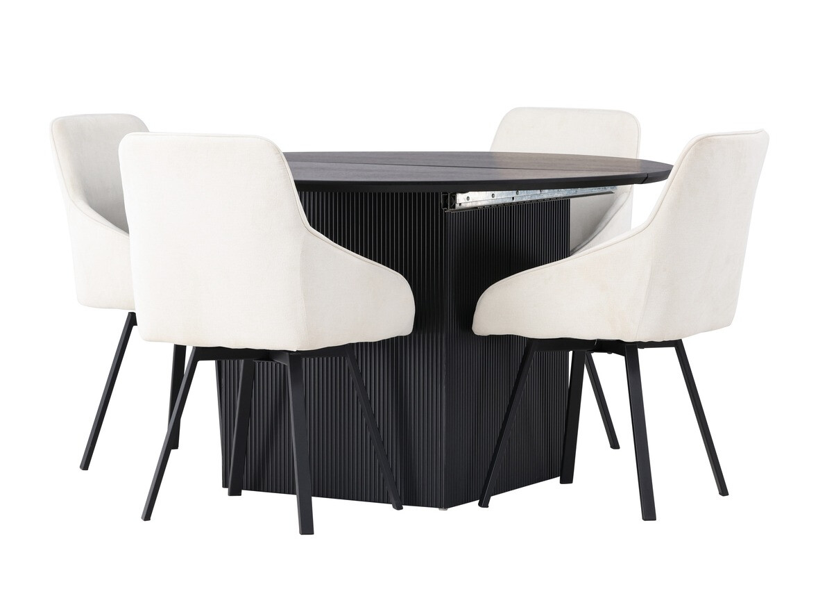 Ēdamistabas komplekts Dallas 4335 (Melns + Bēšs)