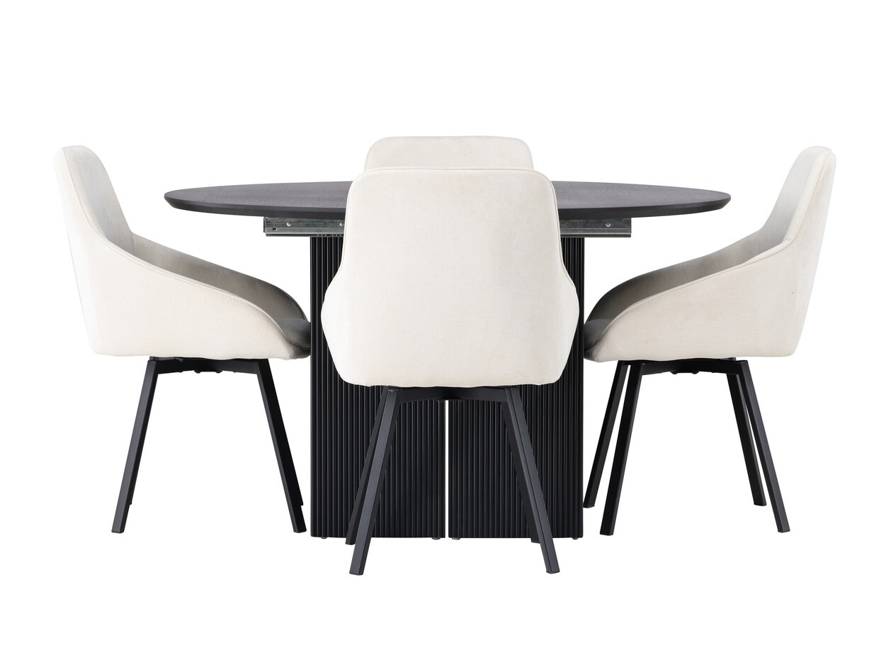 Ēdamistabas komplekts Dallas 4335 (Melns + Bēšs)