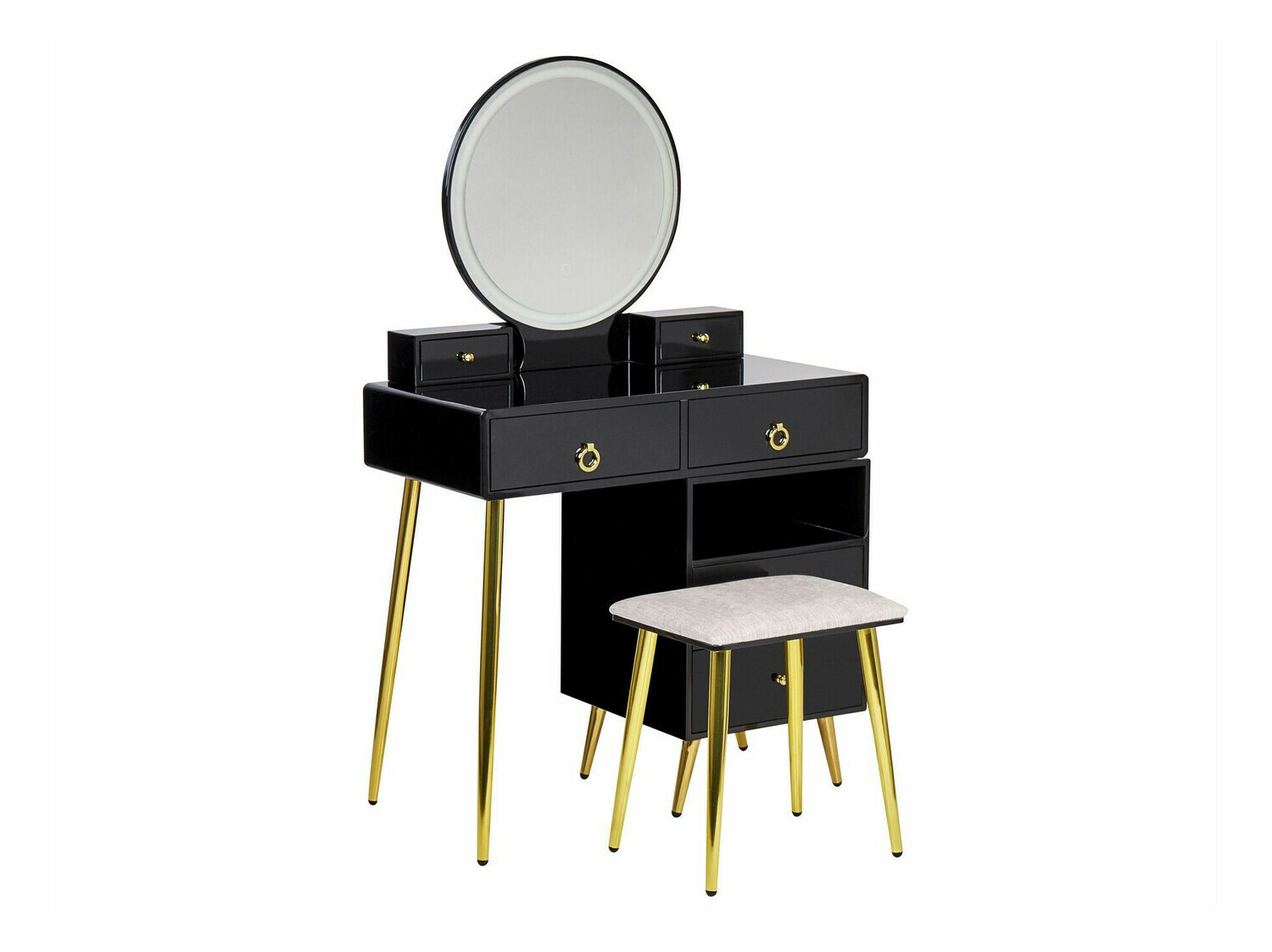 Макияжный столик Berwyn 1731 (Чёрный + Золотой)