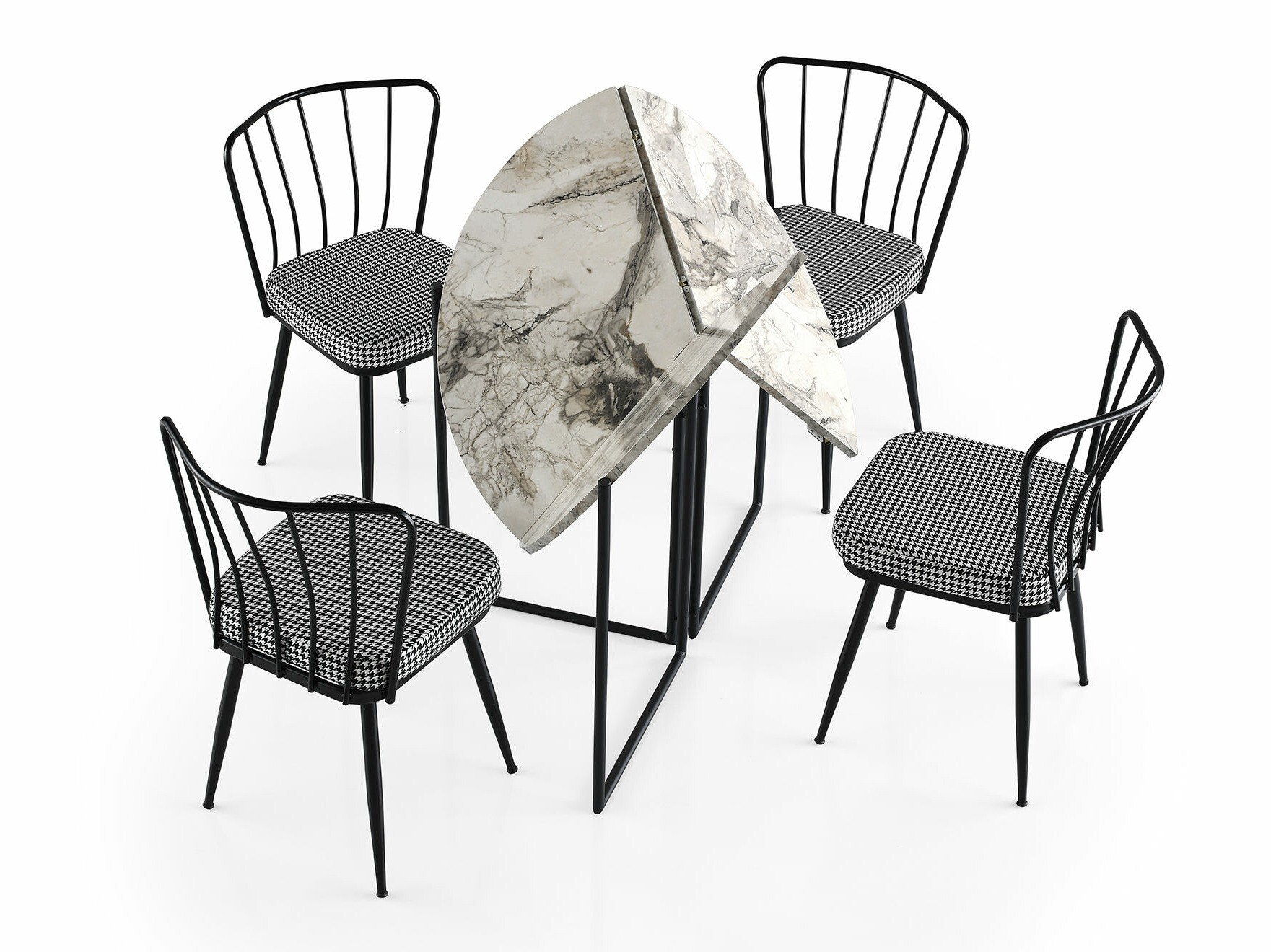 Salokāms galds Kailua 424 (Balts marmors + Melns)