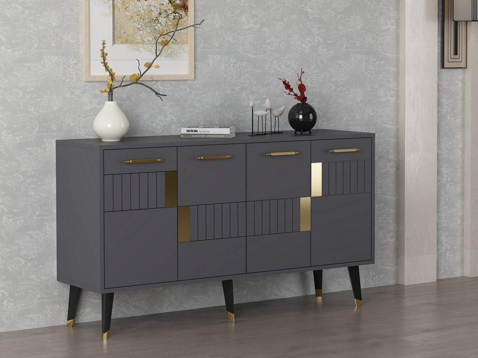 Skapis Kailua 1882 (Antracīts + Zelta)