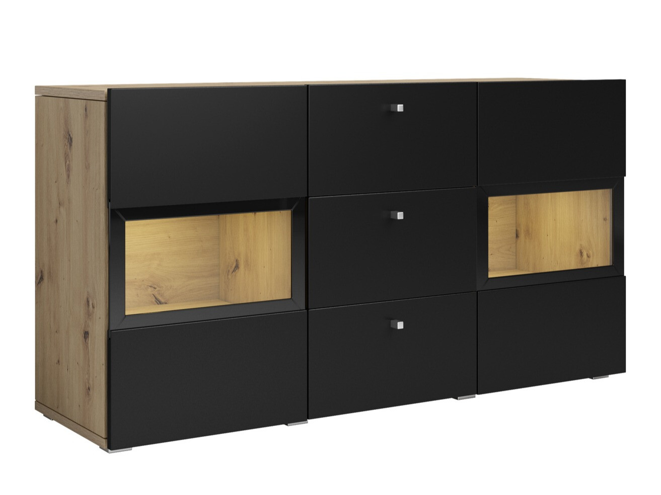 Kumode Serodeu 101 (Artisan ozols + Matēts melns)