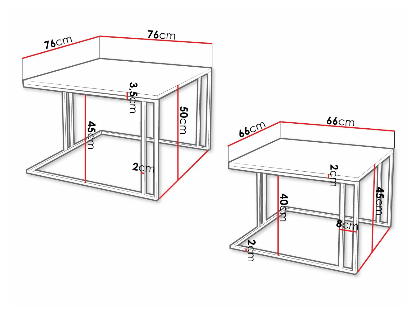 Комплект журнальных столиков Oswego 110 (Белый + Чёрный)