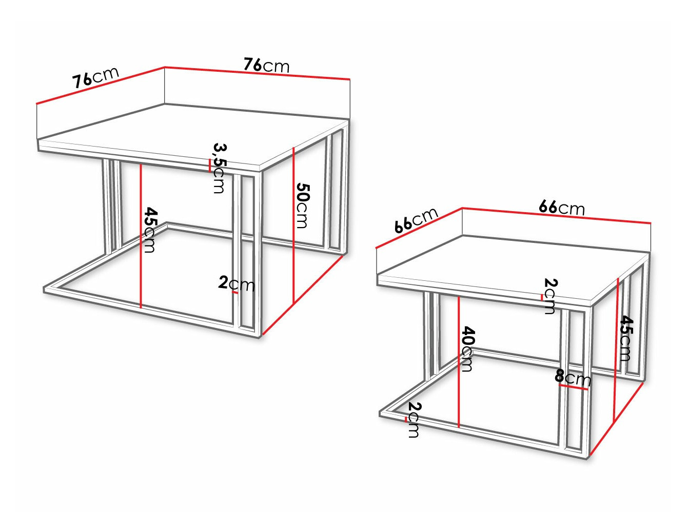 Комплект журнальных столиков Oswego 110 (Белый мрамор + Чёрный)