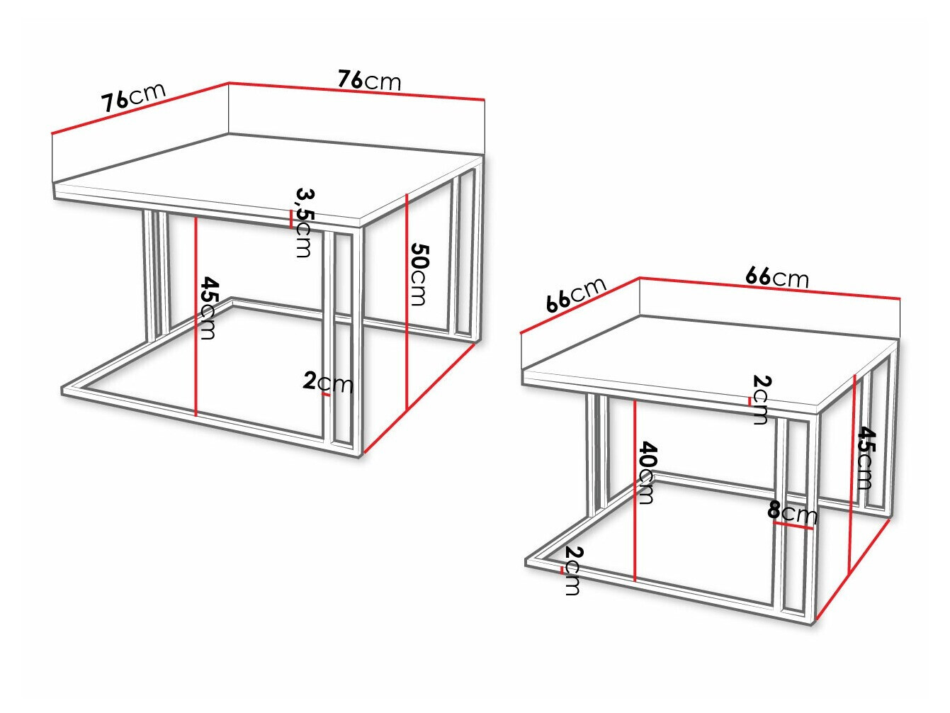 Комплект журнальных столиков Oswego 110 (Коричневый + Чёрный)