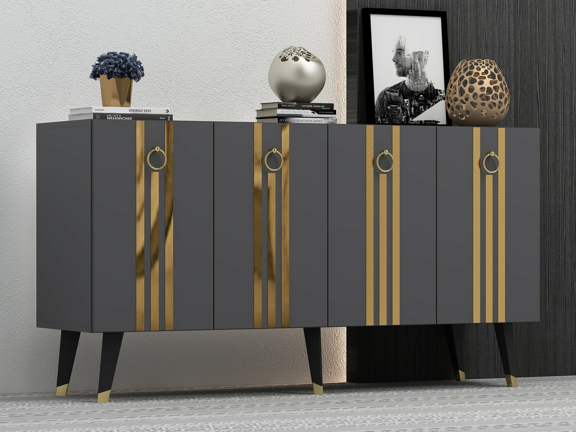 Шкафчик Kailua 1970 (Антрацит + Золотой)