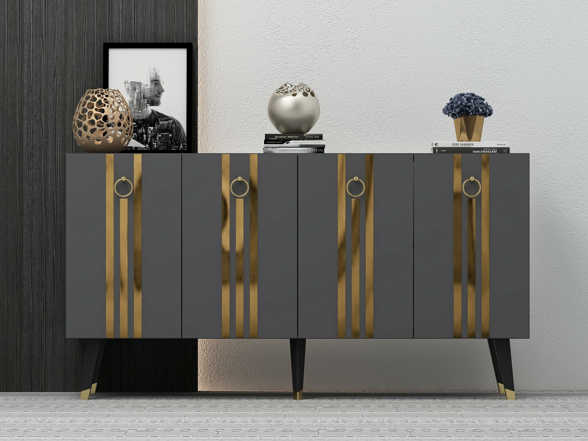 Шкафчик Kailua 1970 (Антрацит + Золотой)