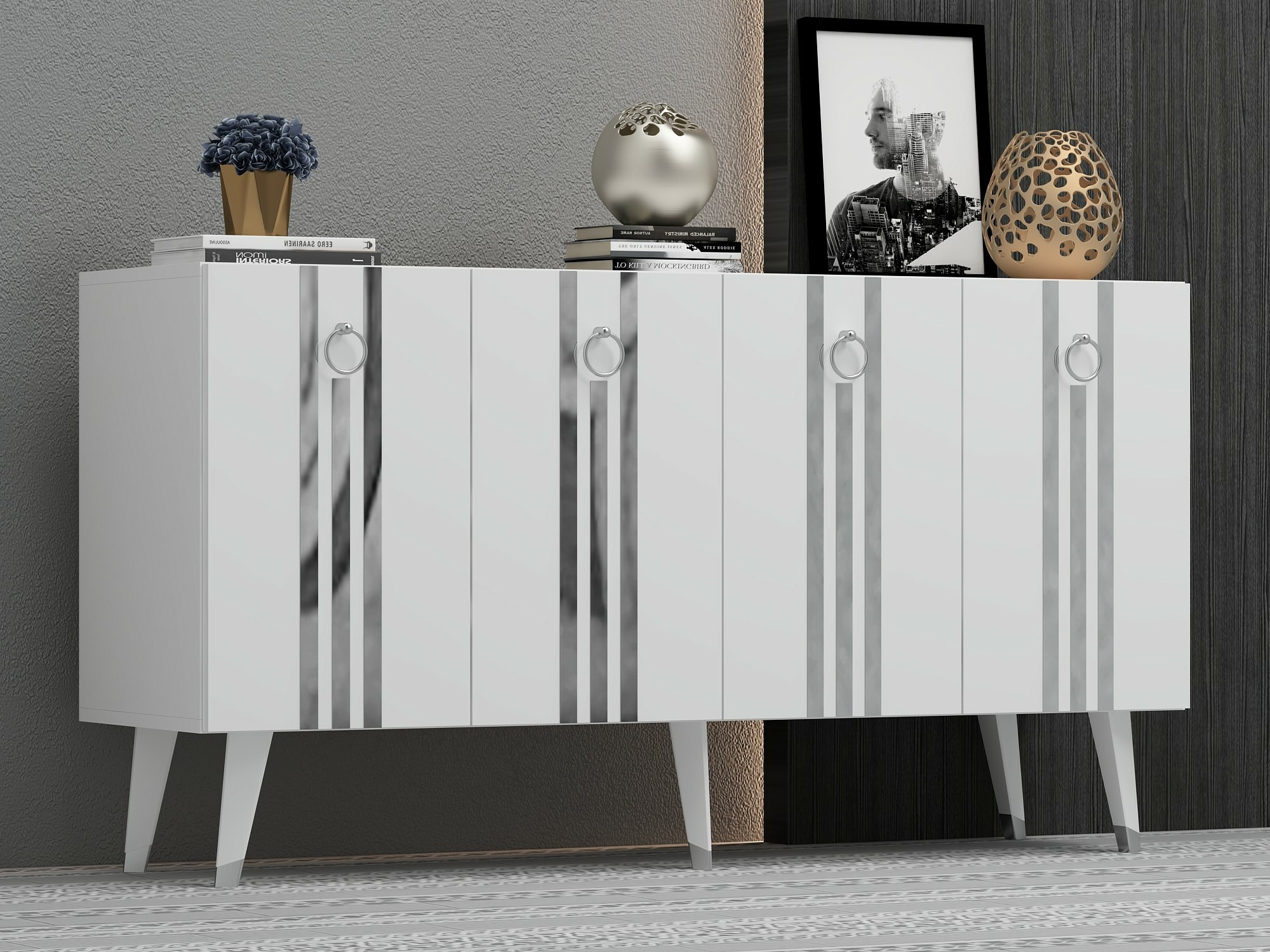 Шкафчик Kailua 1970 (Белый + Серебряный)