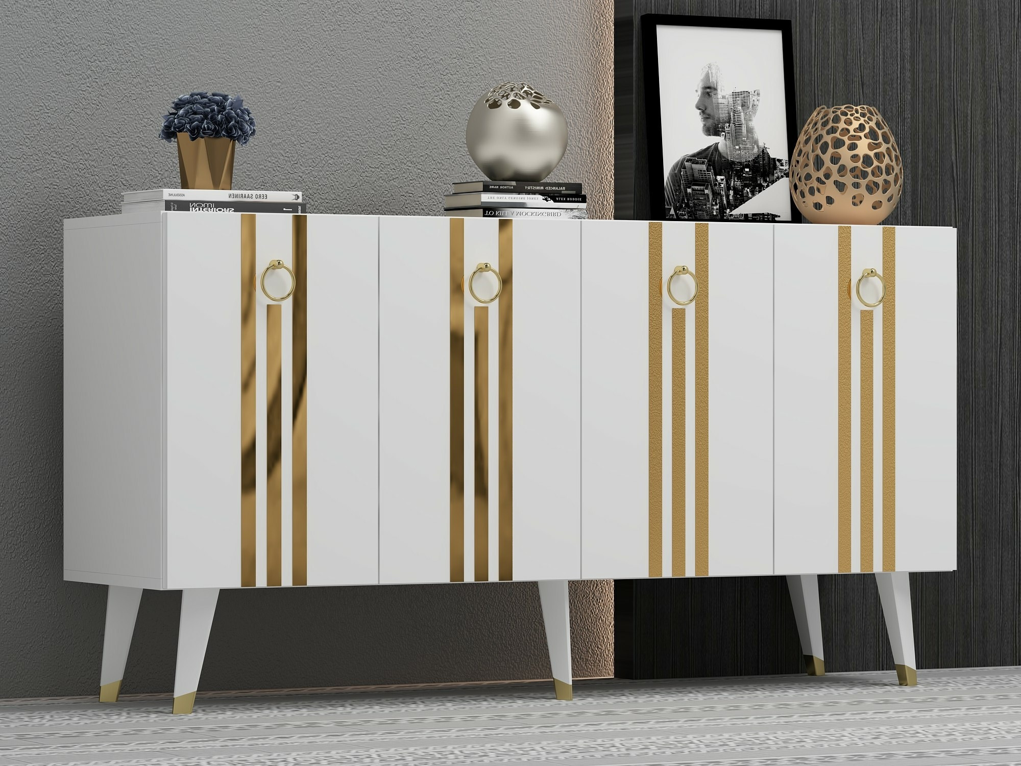Шкафчик Kailua 1970 (Белый + Золотой)