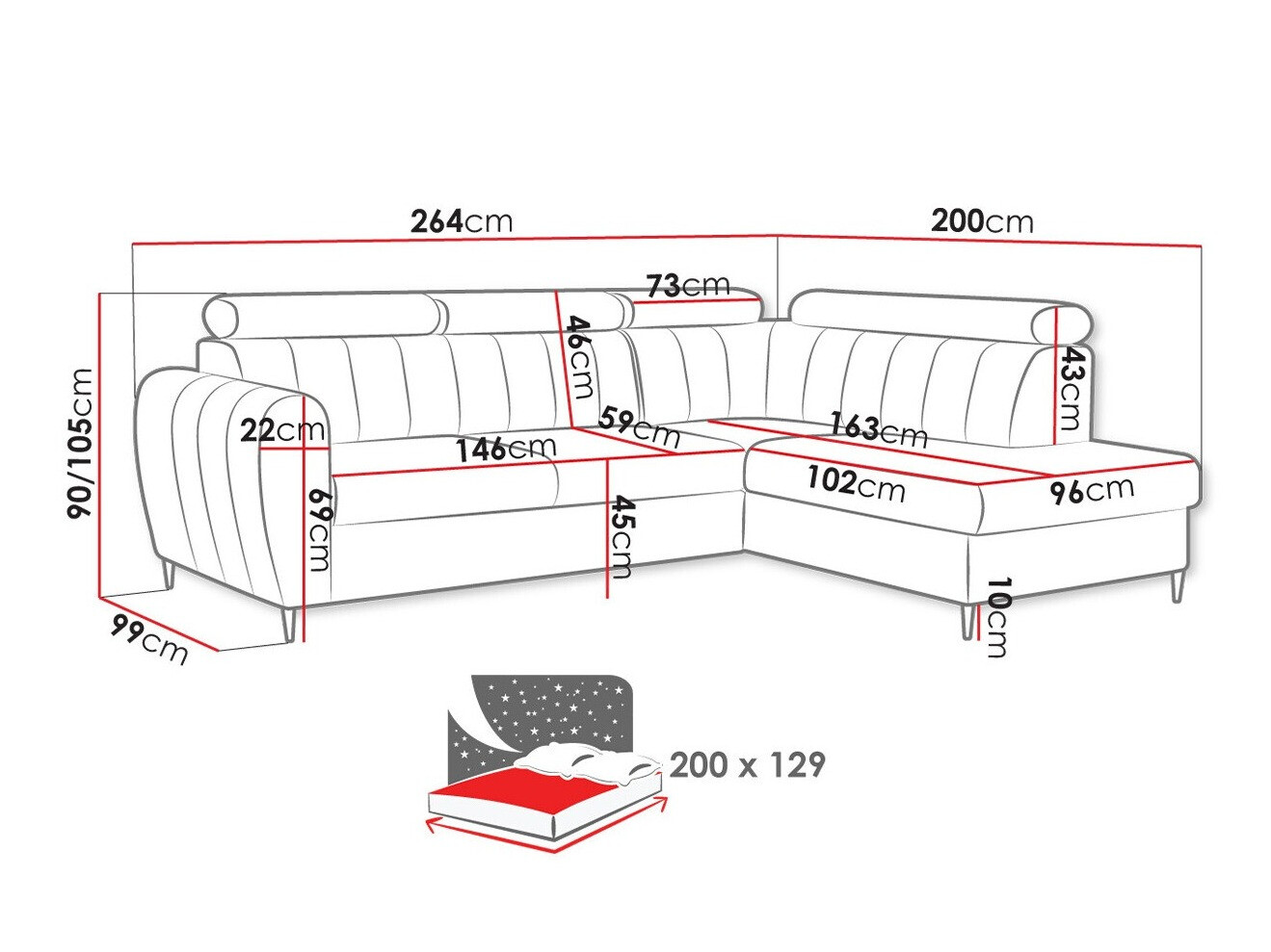 Stūra dīvāns Temple 125 (Kronos 01)