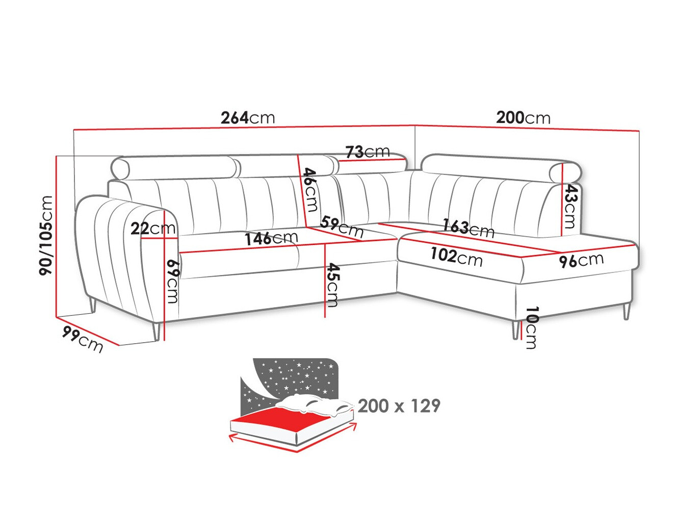 Stūra dīvāns Temple 125 (Kronos 22)