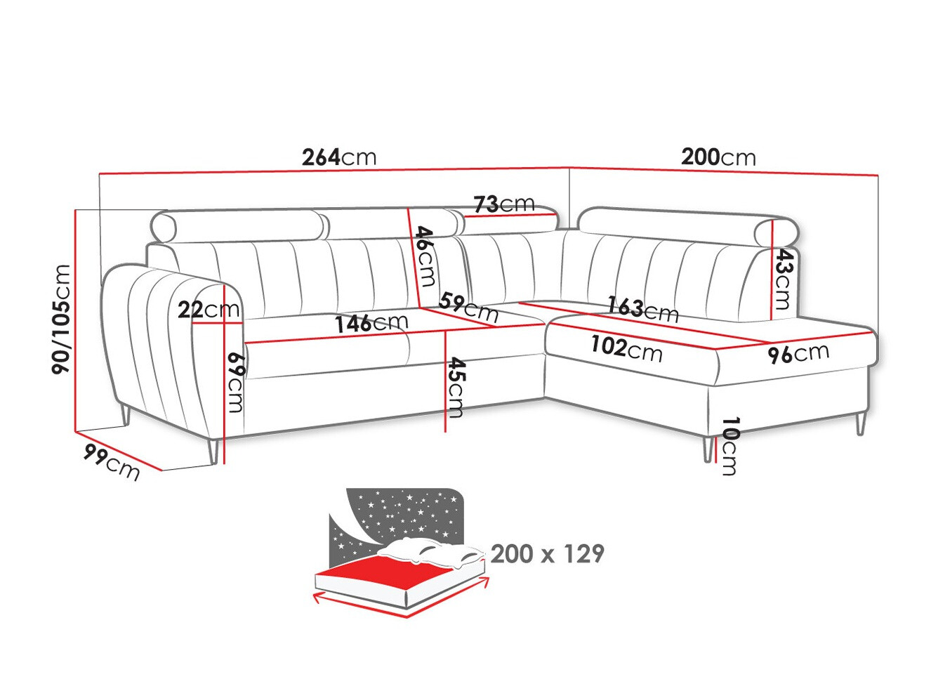 Stūra dīvāns Temple 125 (Kronos 22)