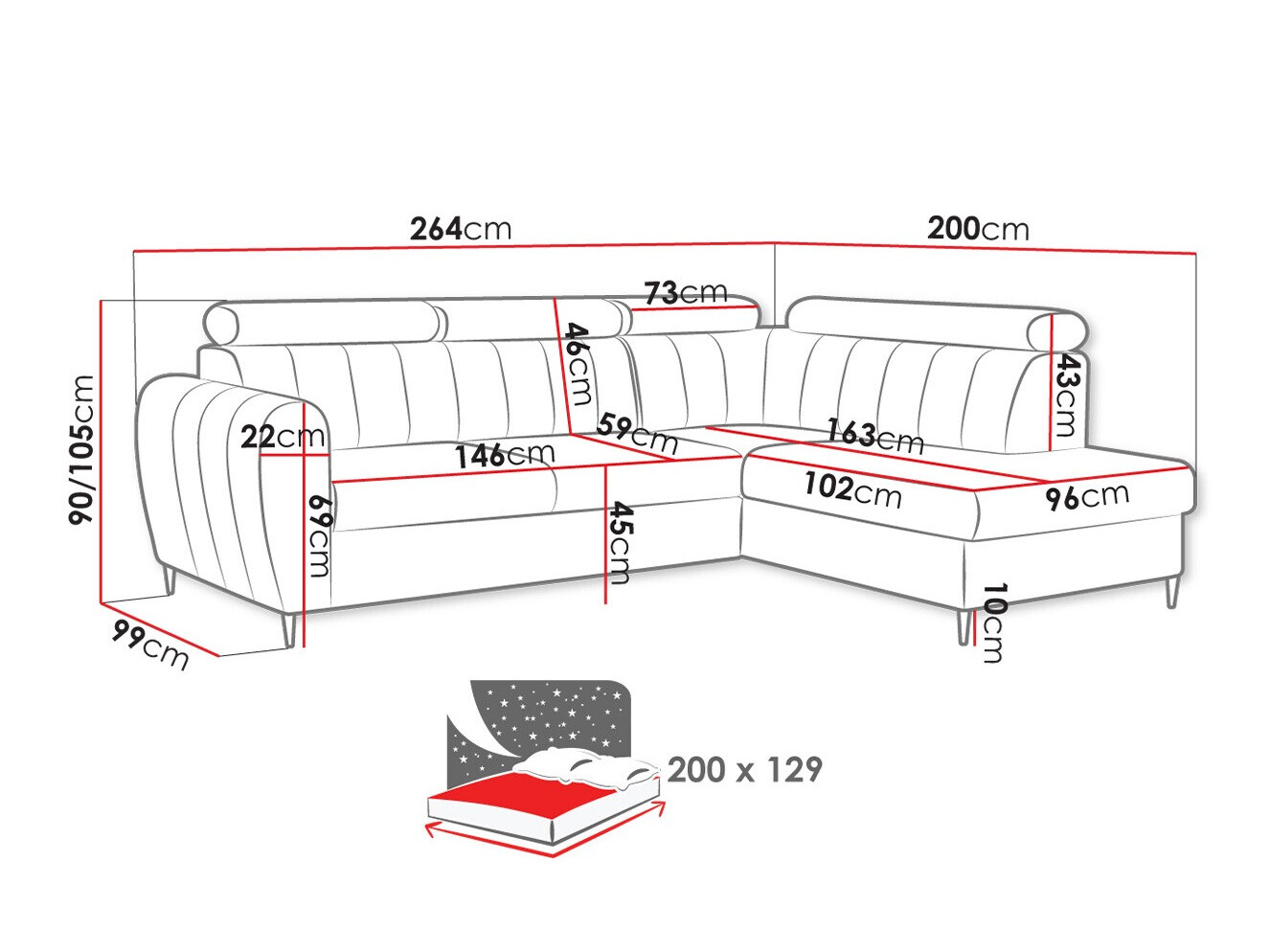Stūra dīvāns Temple 125 (Kronos 29)