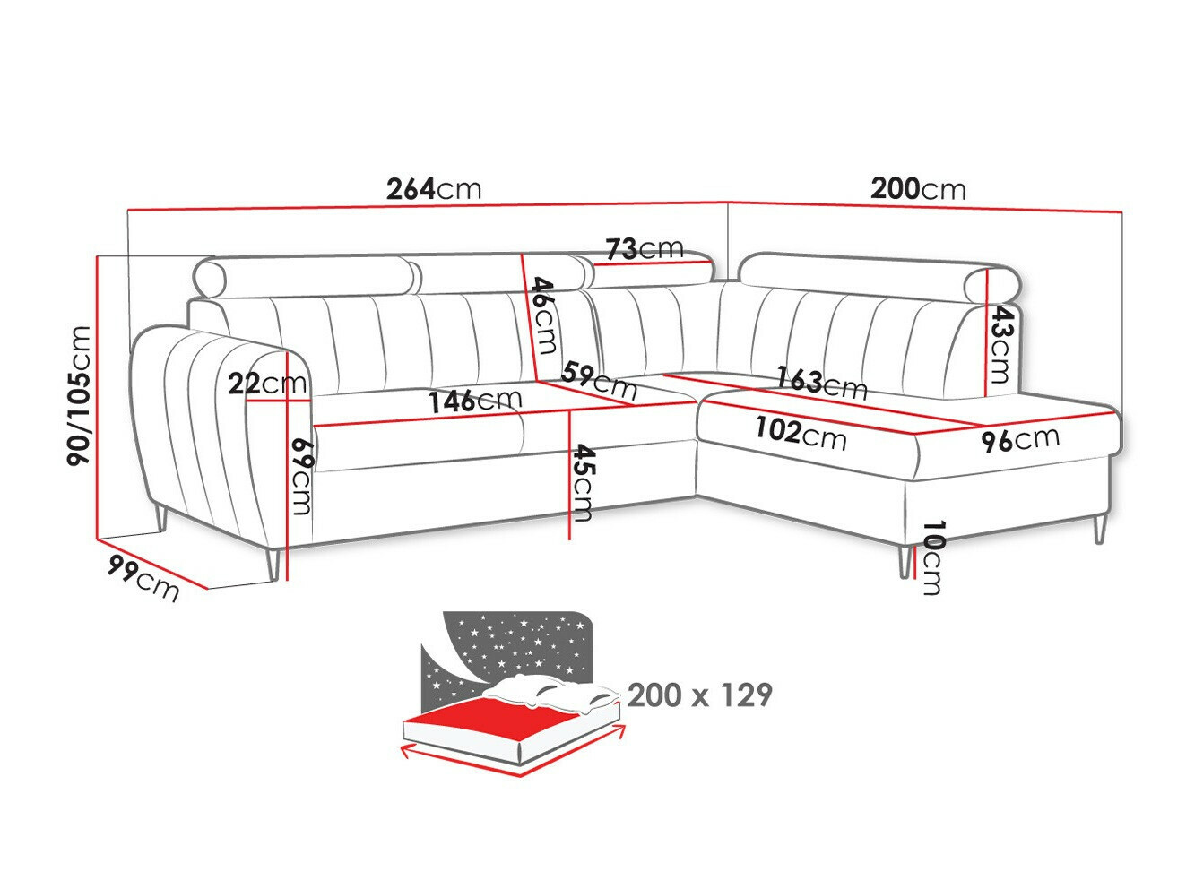 Stūra dīvāns Temple 125 (Paros 2)