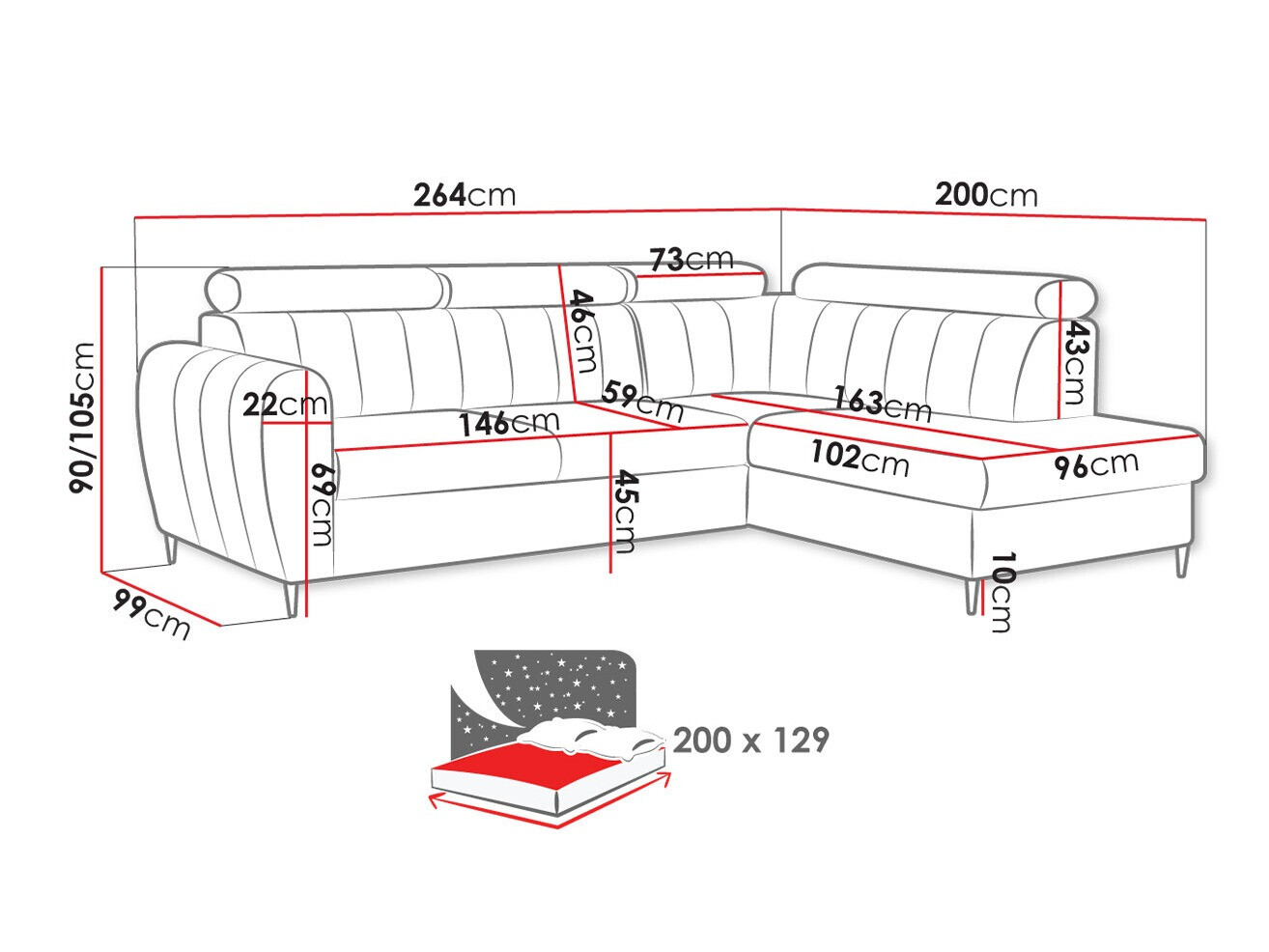 Stūra dīvāns Temple 125 (Paros 2)