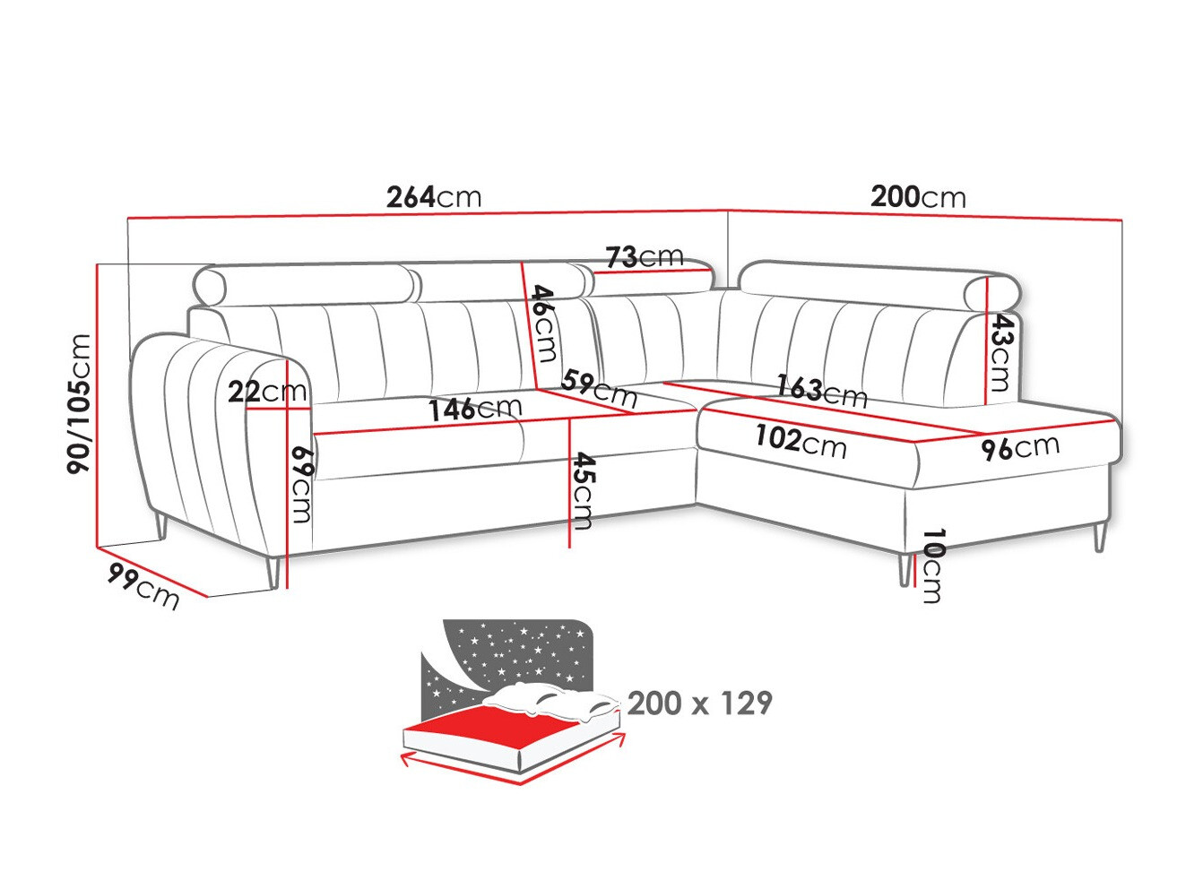 Угловой диван Temple 125 (Kronos 29)