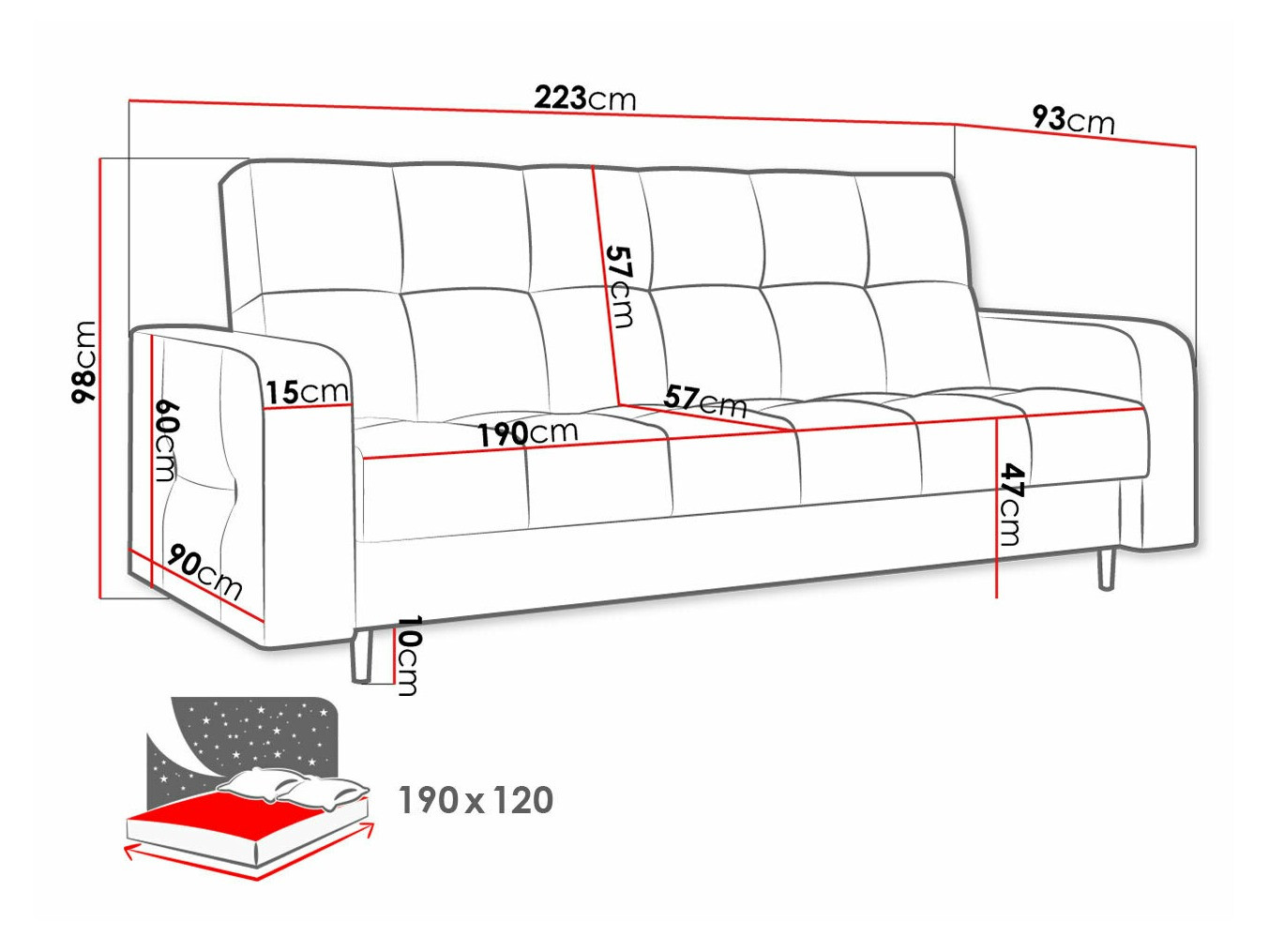 Dīvāns gulta Edinburg 106 (Kronos 06)