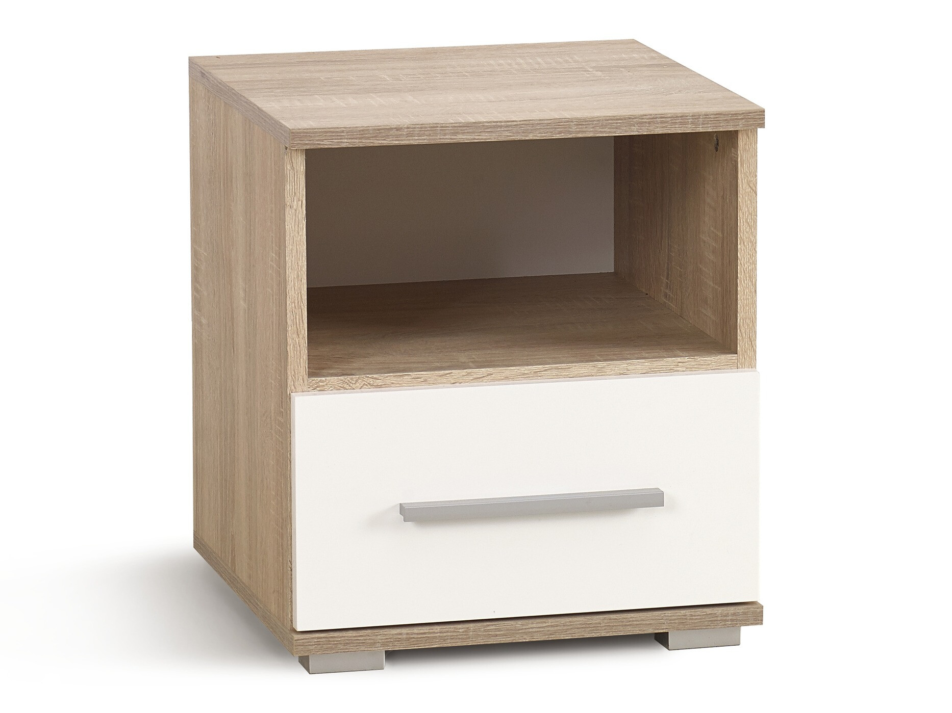 Прикроватная тумбочка Cirveso 111 (Сонома Дуб + Глянцевый белый)
