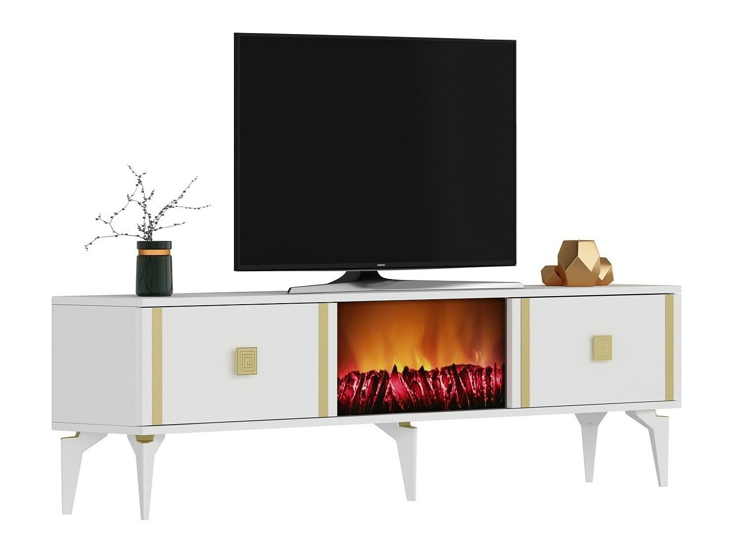 ТВ тумба Kailua 1988 (Белый + Золотой)