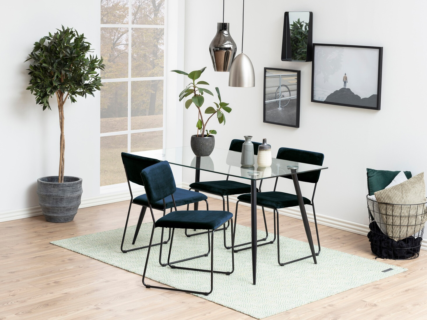 Ēdamistabas komplekts Norsica 557 (Tumši zils + Melns)