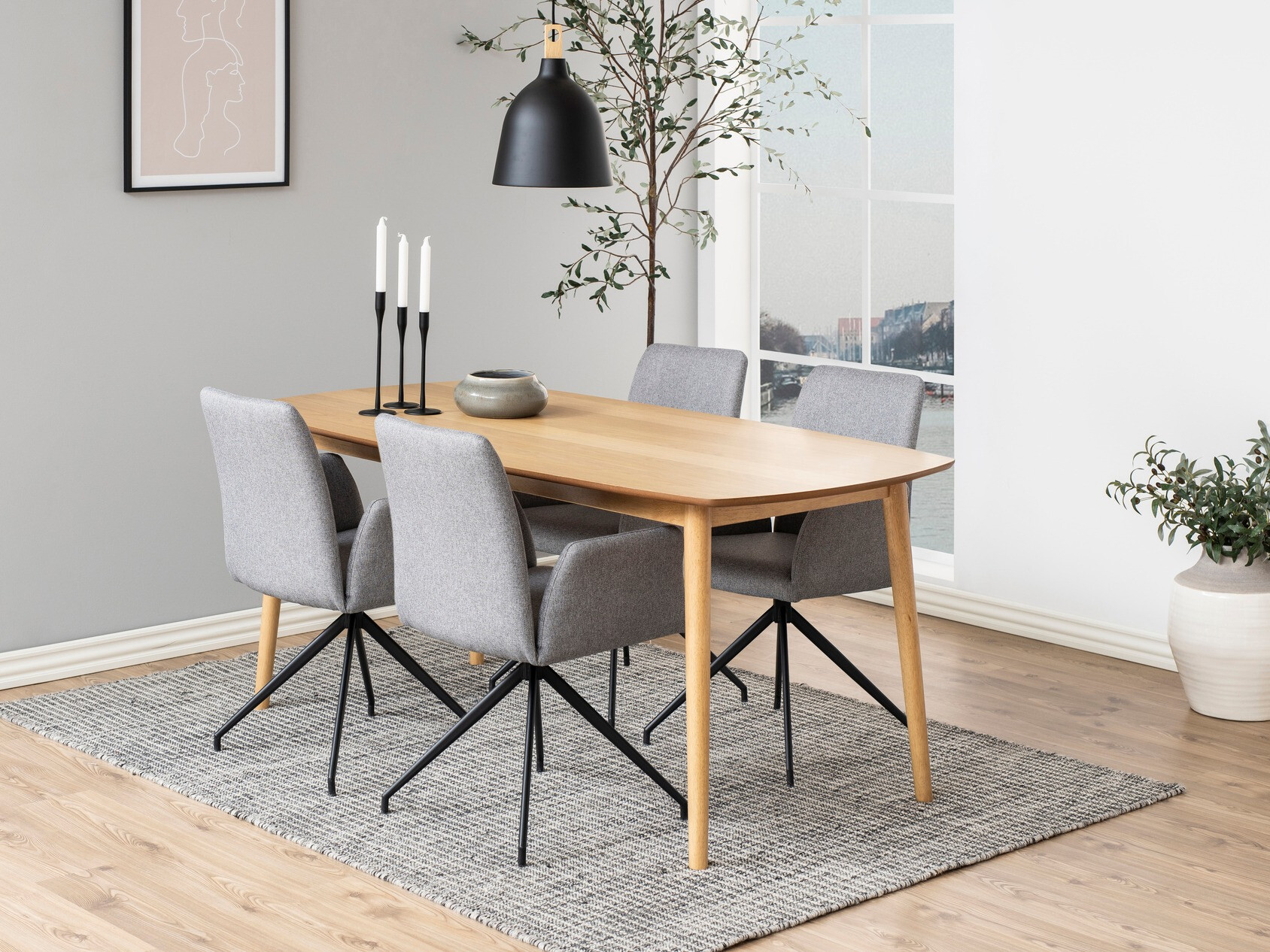 Ēdamistabas komplekts Norsica Daltea 118 (Pelēks + Melns)